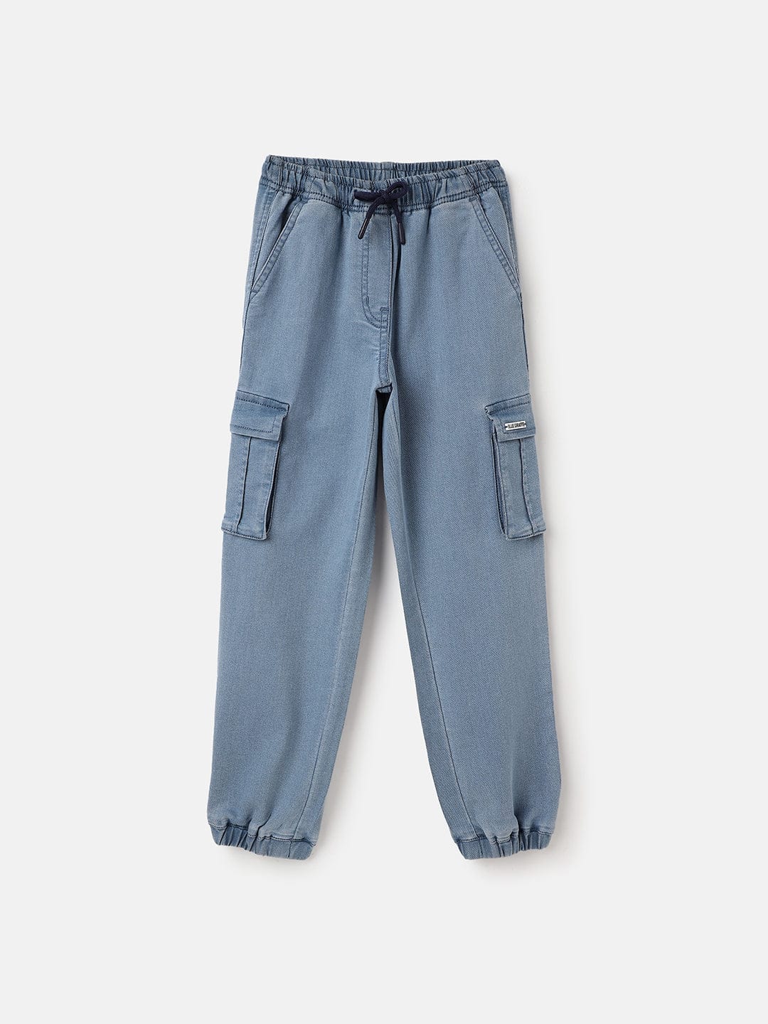 Blue Giraffe Girls Blue Loose Fit Solid Jeans