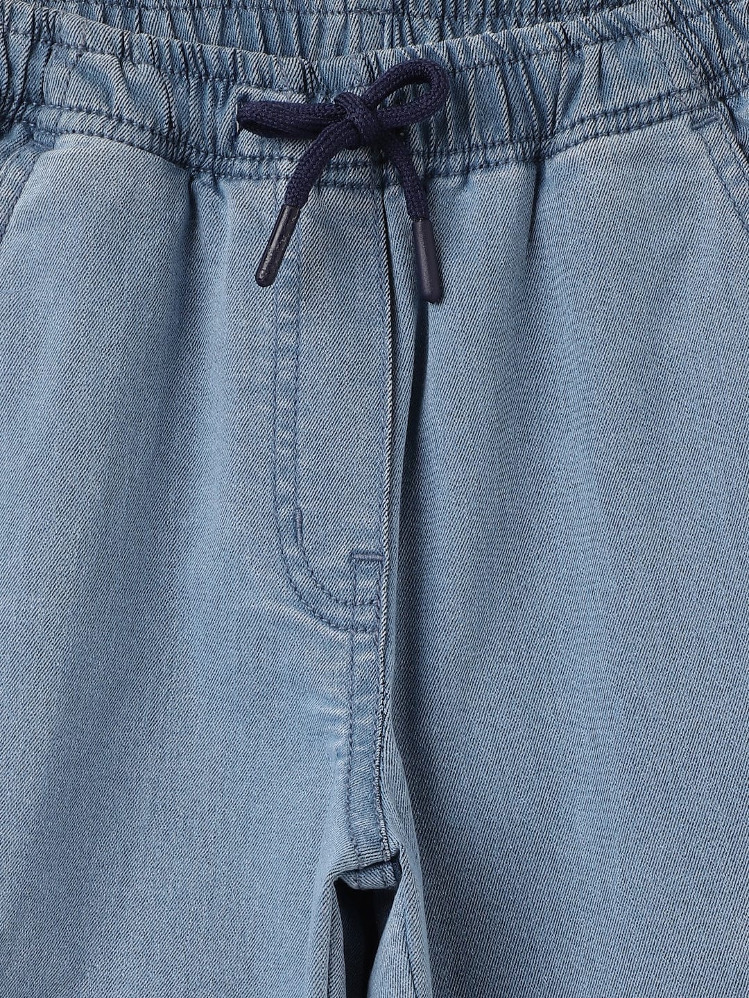 Blue Giraffe Girls Blue Loose Fit Solid Jeans