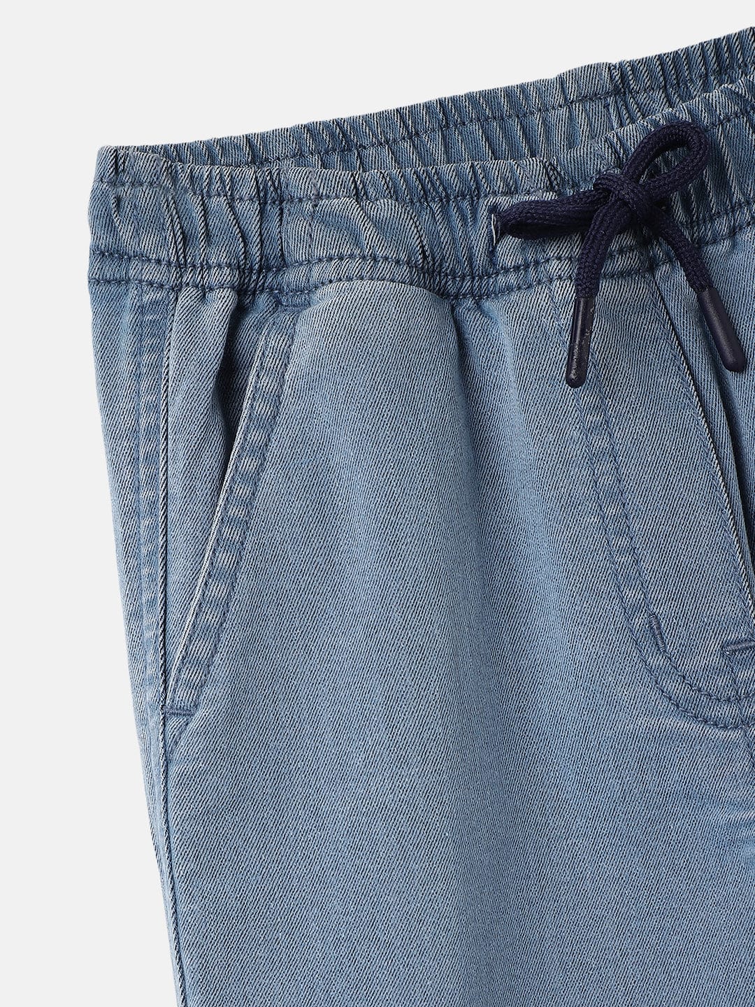 Blue Giraffe Girls Blue Loose Fit Solid Jeans