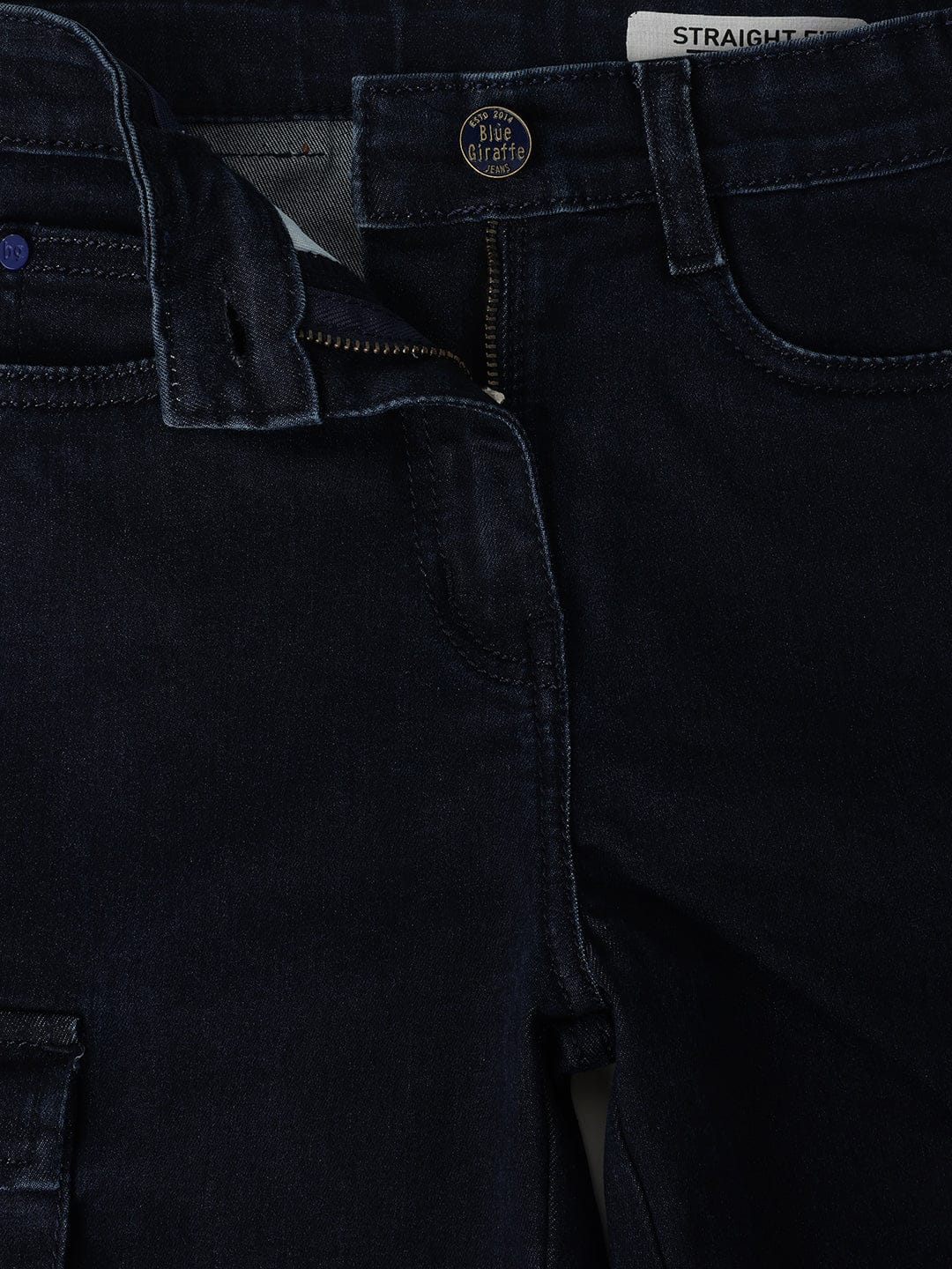 Blue Giraffe Kids Blue Straight Fit Solid Jeans