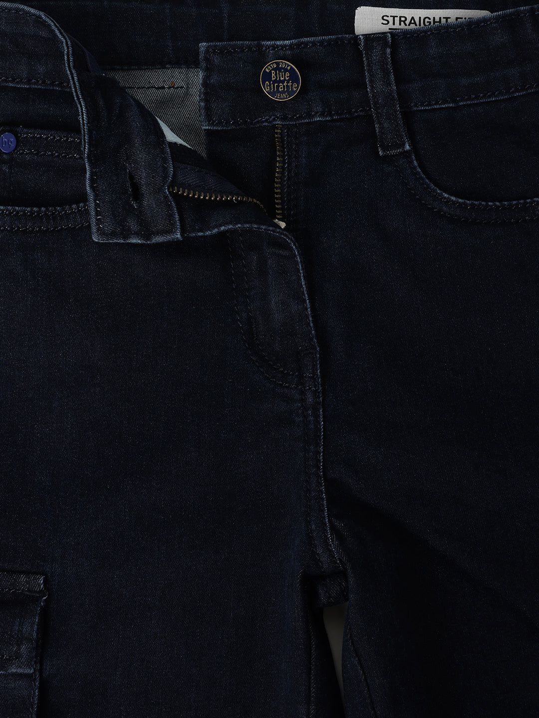 Blue Giraffe Kids Blue Straight Fit Solid Jeans