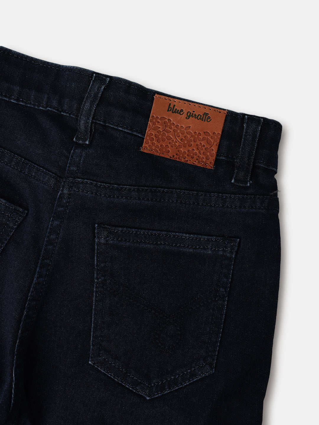 Blue Giraffe Kids Blue Straight Fit Solid Jeans