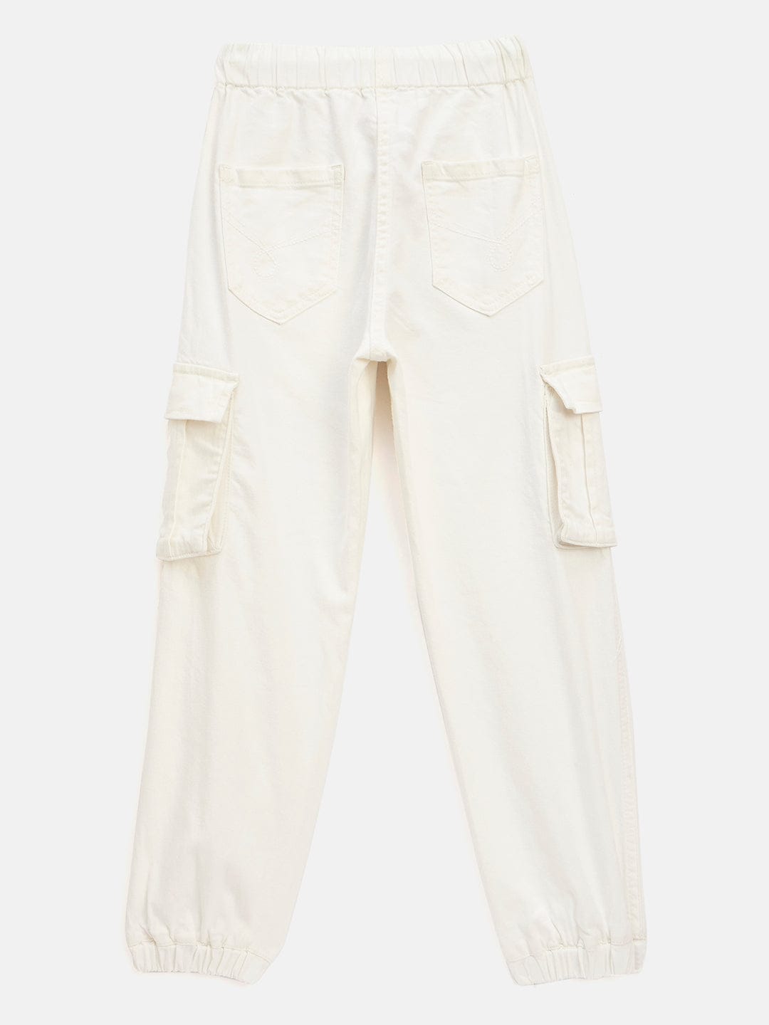 Blue Giraffe Girls White Loose Fit Solid Jeans