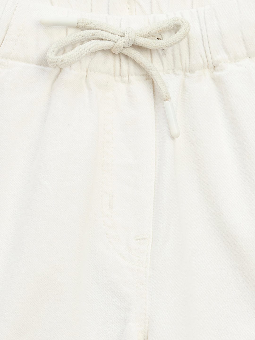 Blue Giraffe Girls White Loose Fit Solid Jeans