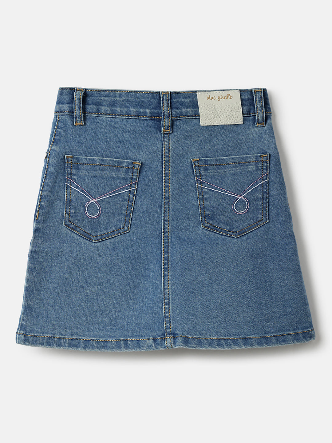 Blue Giraffe Girls Blue Regular Fit Solid Skirt