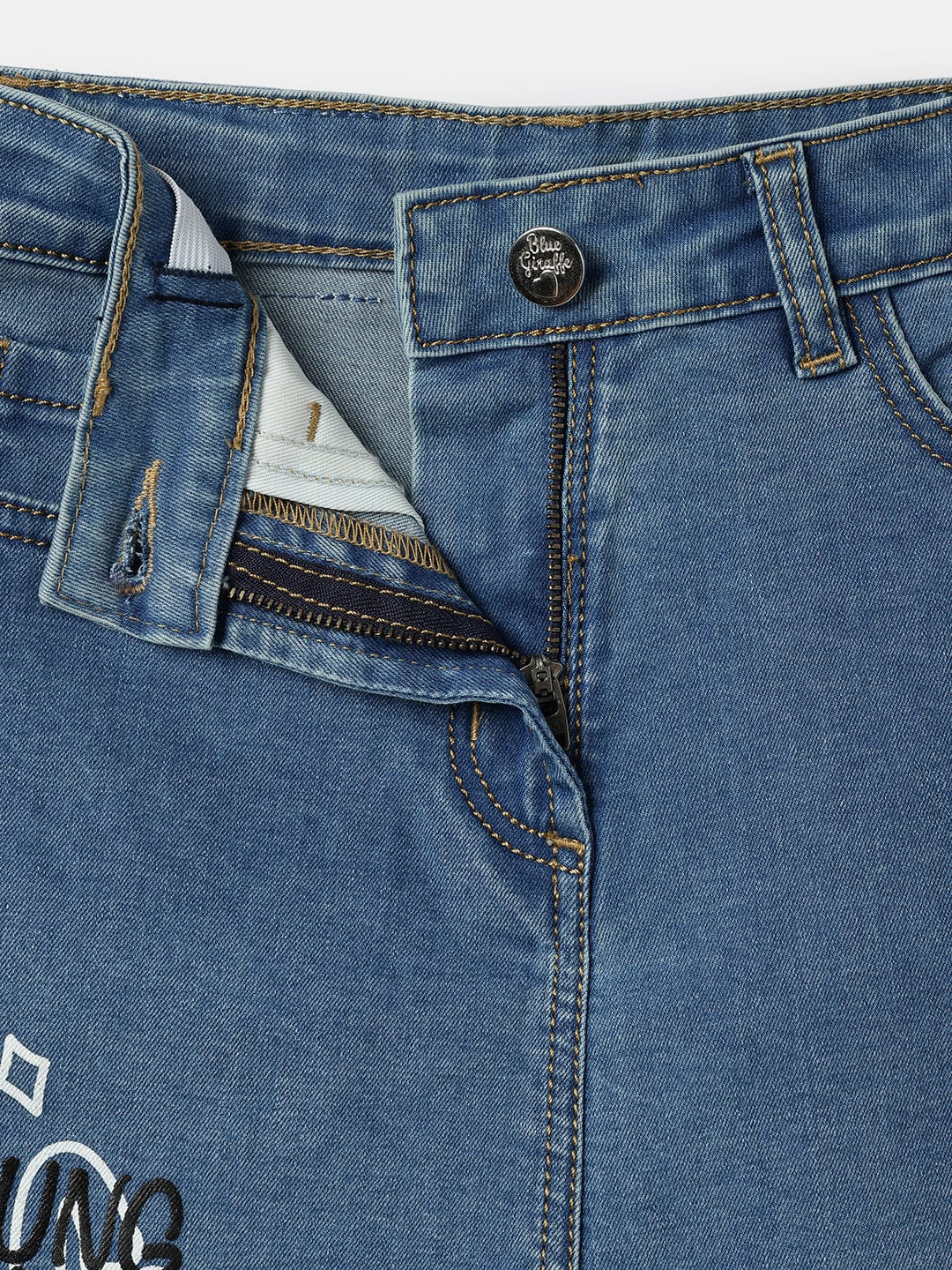 Blue Giraffe Girls Blue Regular Fit Solid Skirt