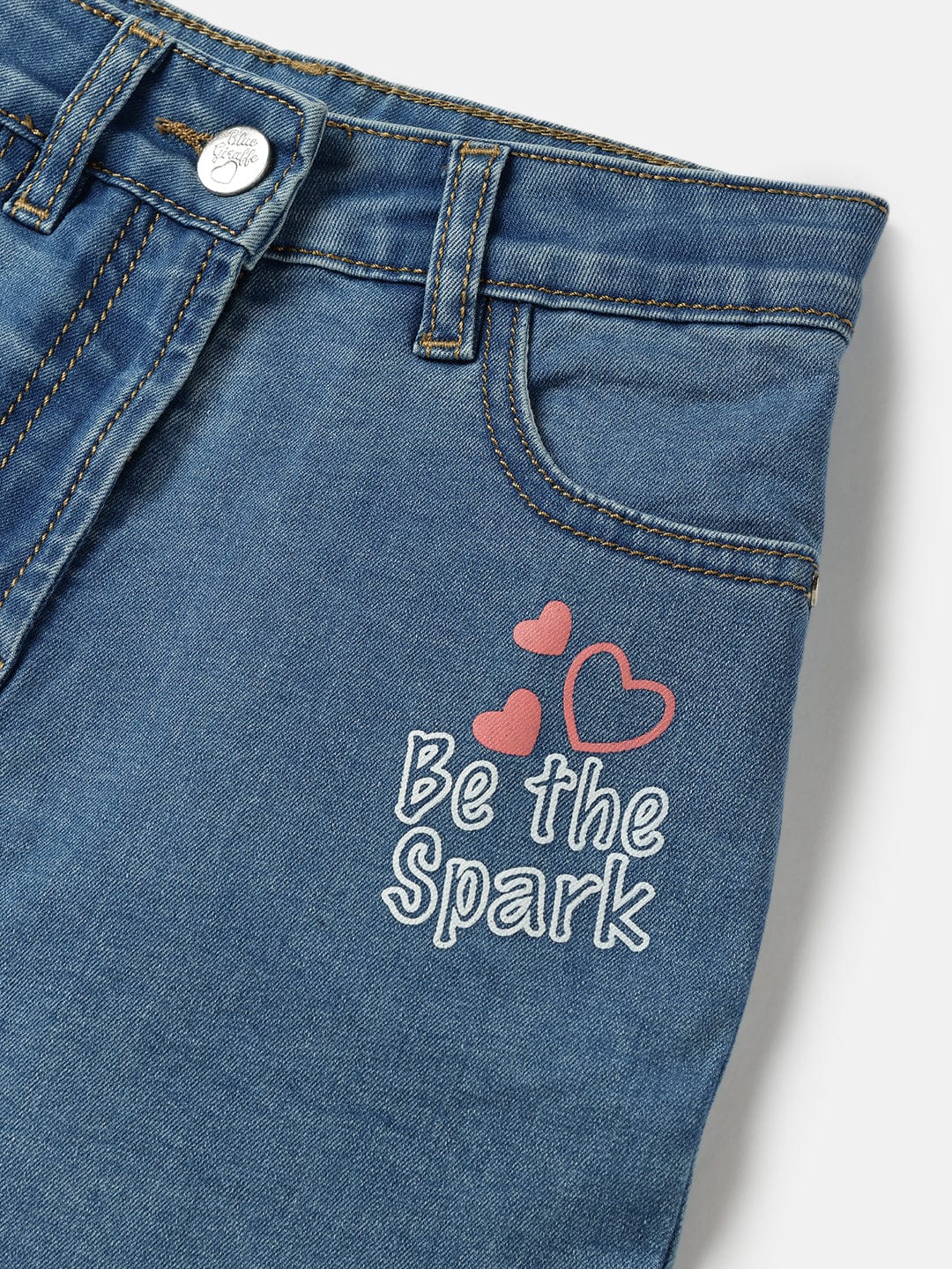 Blue Giraffe Girls Blue Regular Fit Solid Skirt