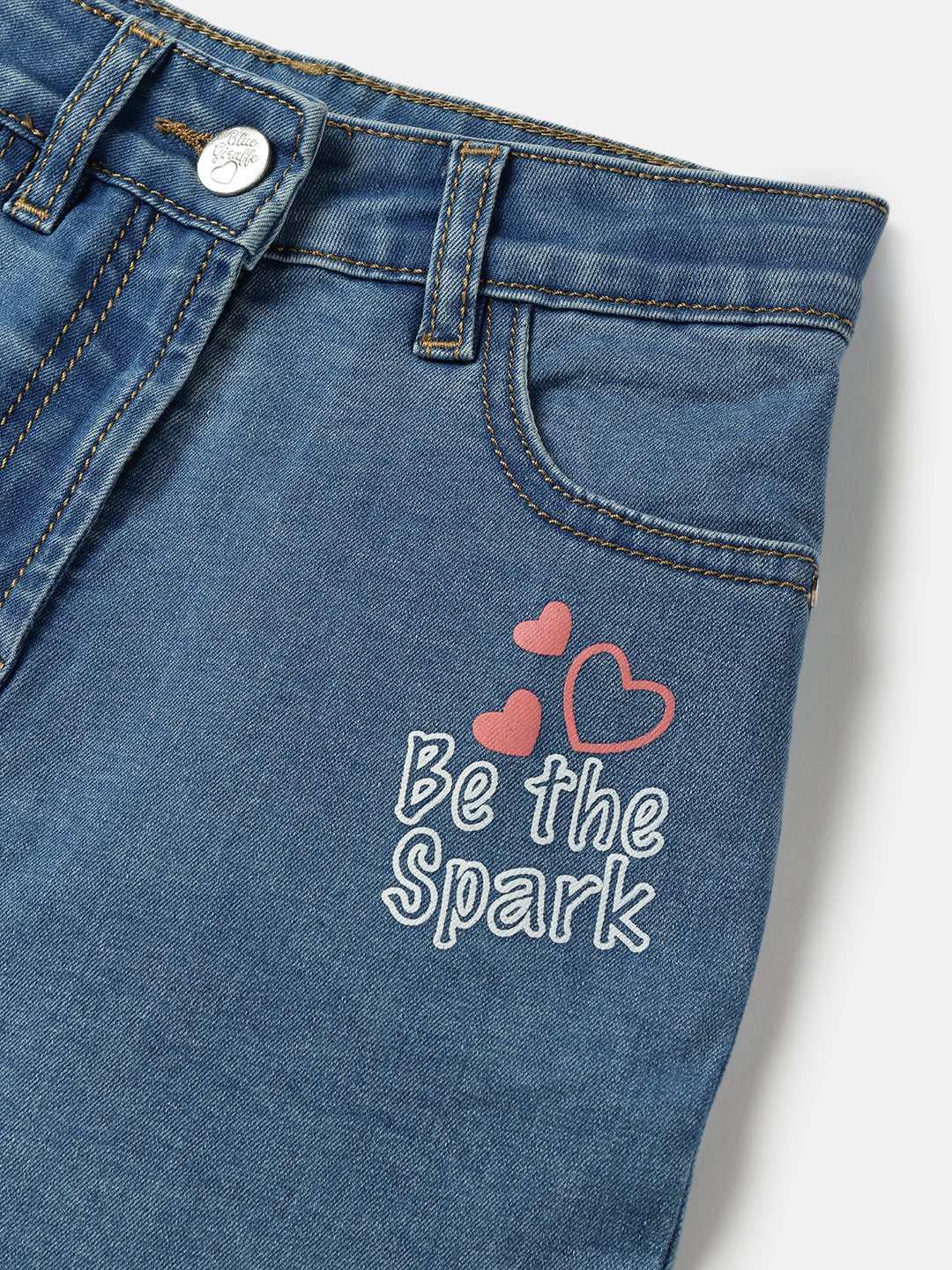 Blue Giraffe Girls Blue Regular Fit Solid Skirt