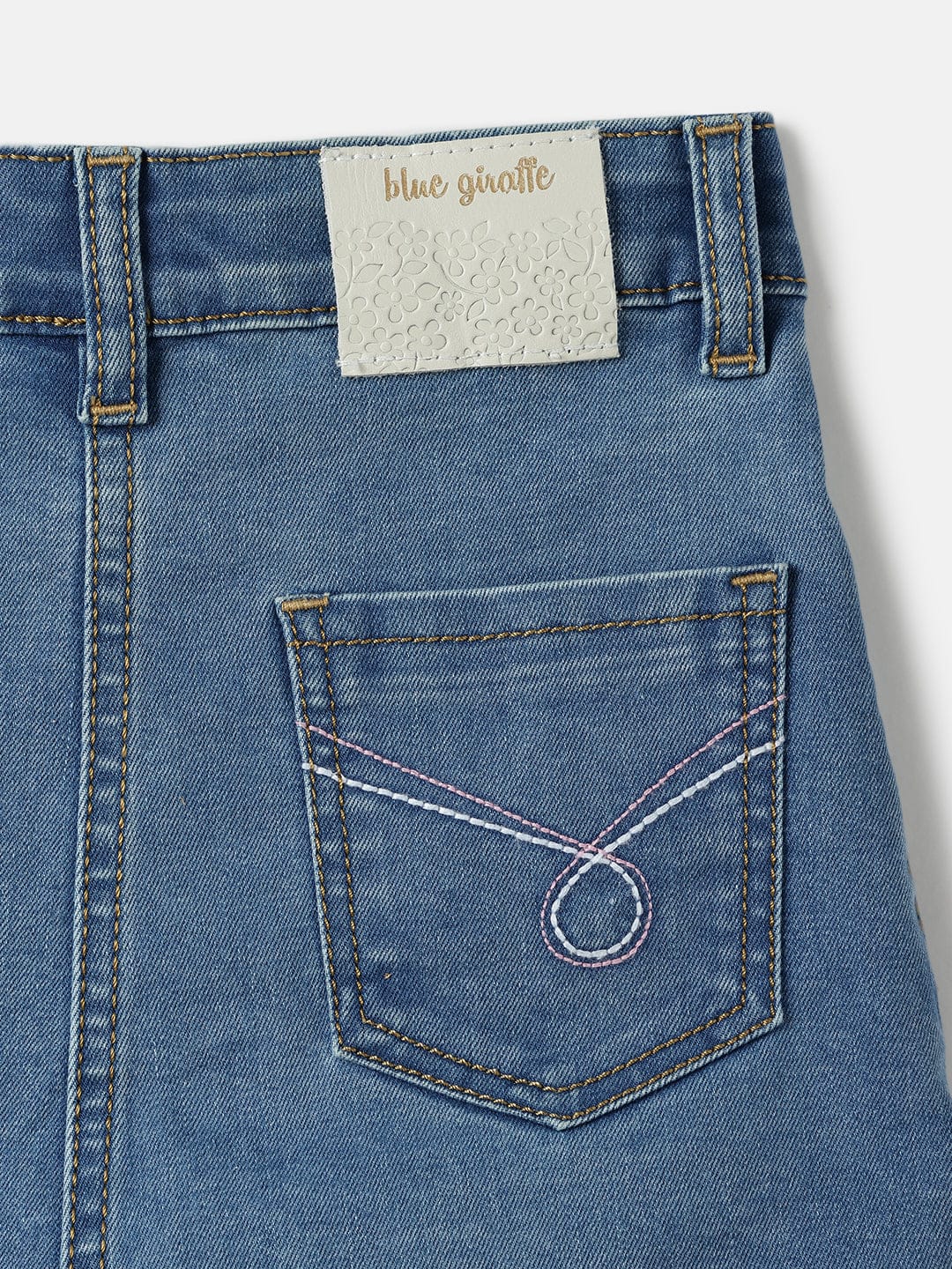 Blue Giraffe Girls Blue Regular Fit Solid Skirt