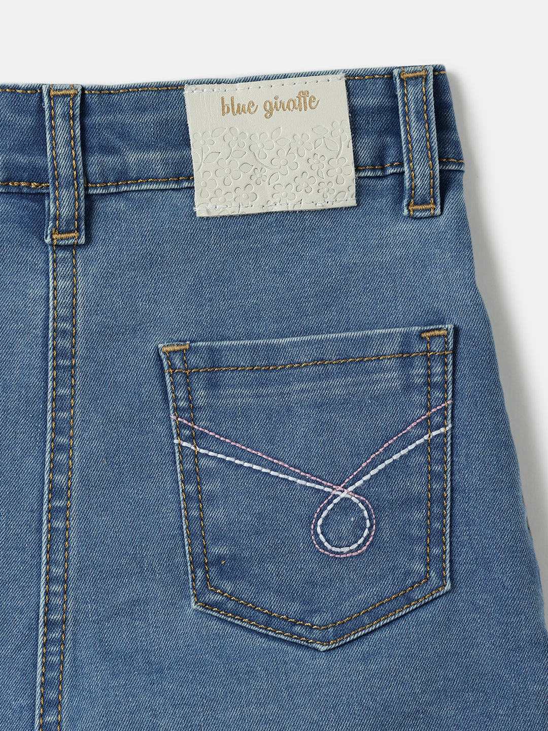 Blue Giraffe Girls Blue Regular Fit Solid Skirt