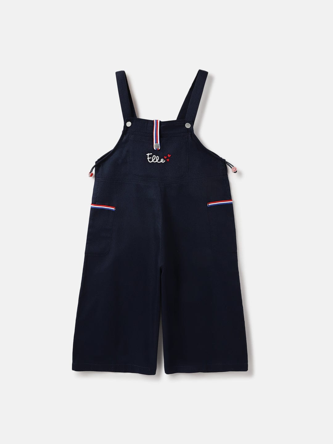 Elle Kids Blue Solid Square Neck Jumpsuit