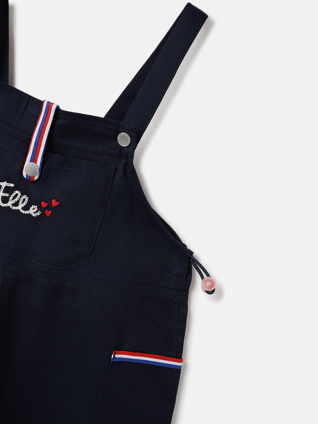 Elle Kids Blue Solid Square Neck Jumpsuit