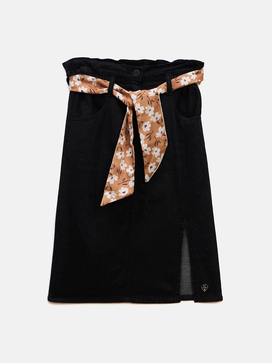 Elle Kids Black A Line Solid Skirt