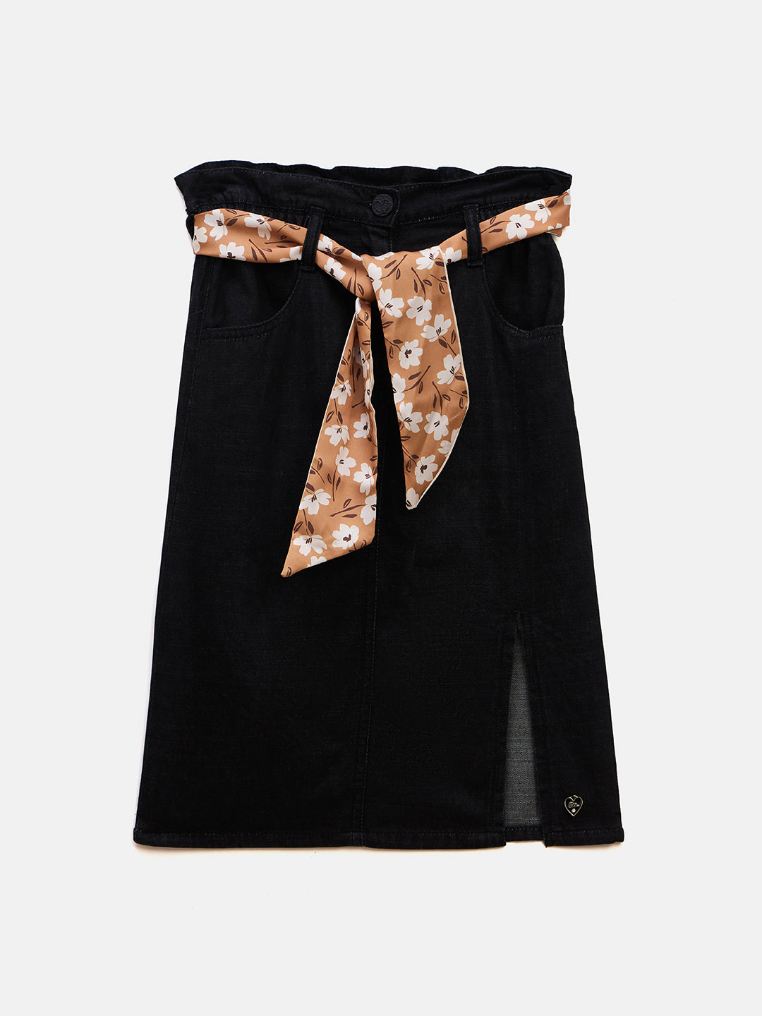 Elle Kids Black A Line Solid Skirt