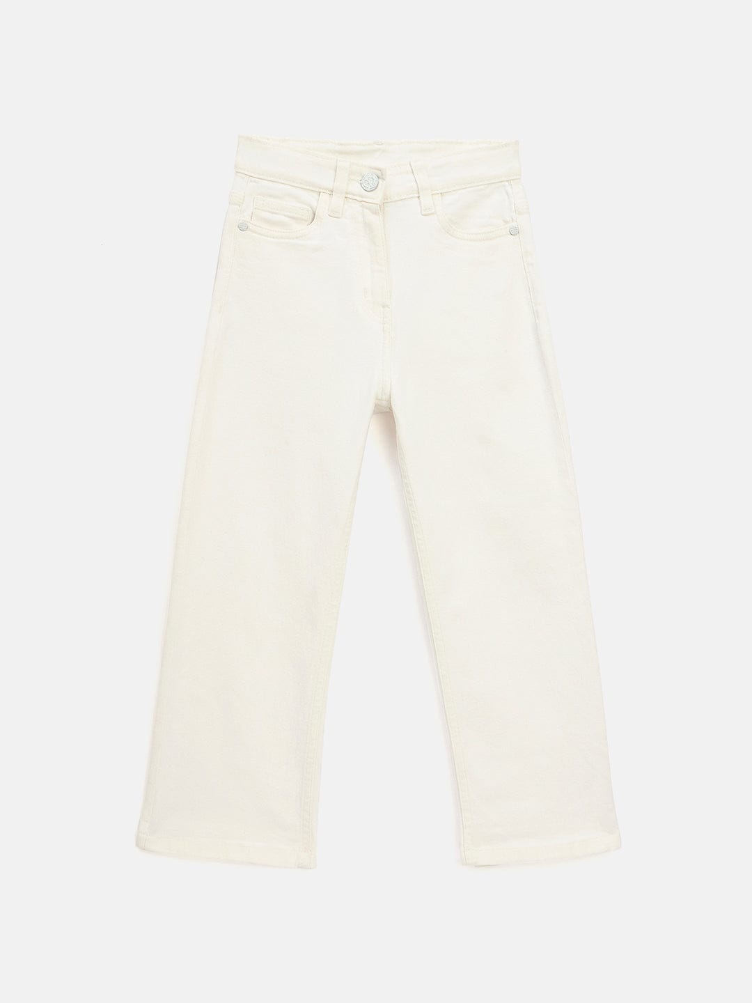 Elle Kids White Straight Fit Solid Jeans