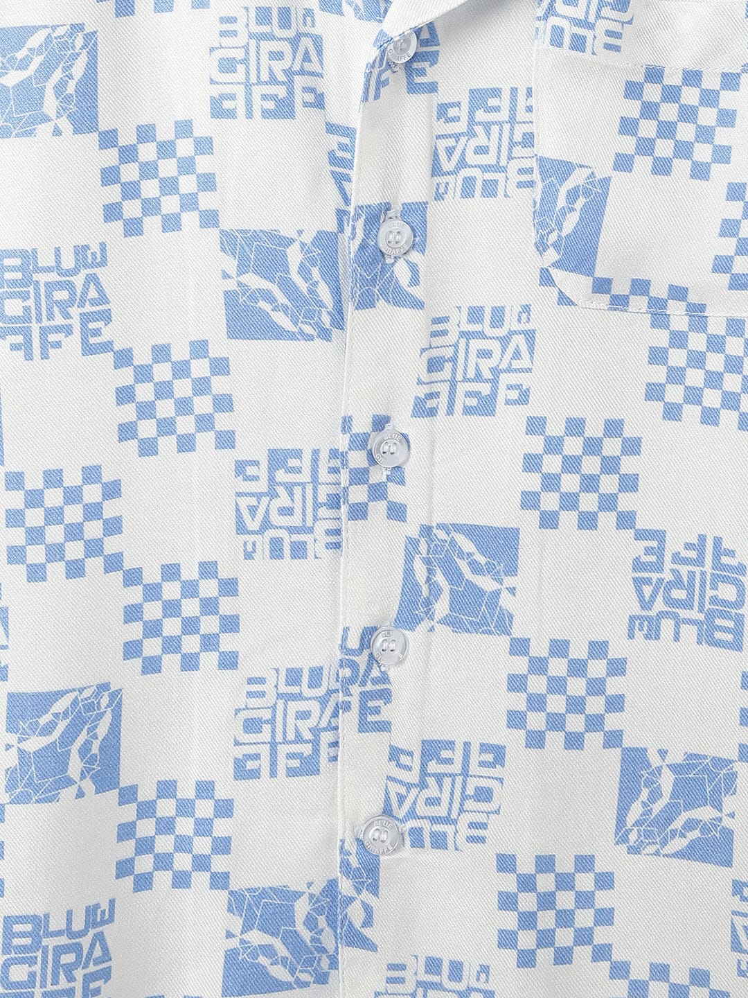 Blue Giraffe Kids White Printed Resort Collar Shirt