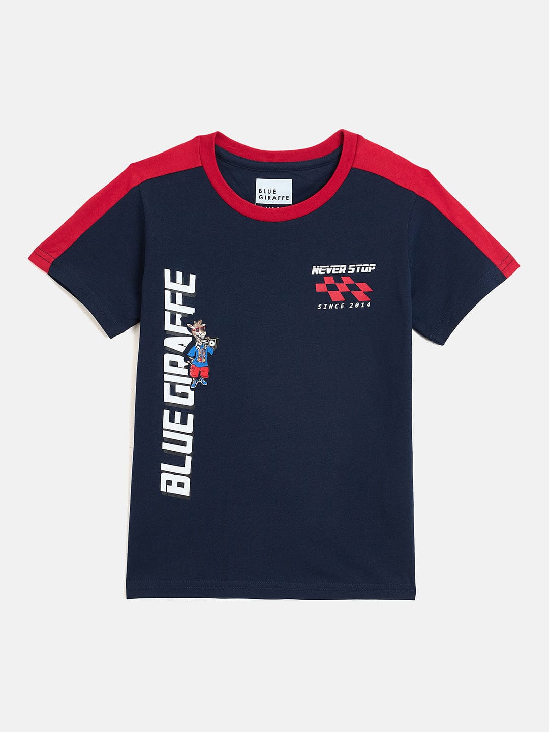 Blue Giraffe Boys Blue Solid Crew Neck TShirt