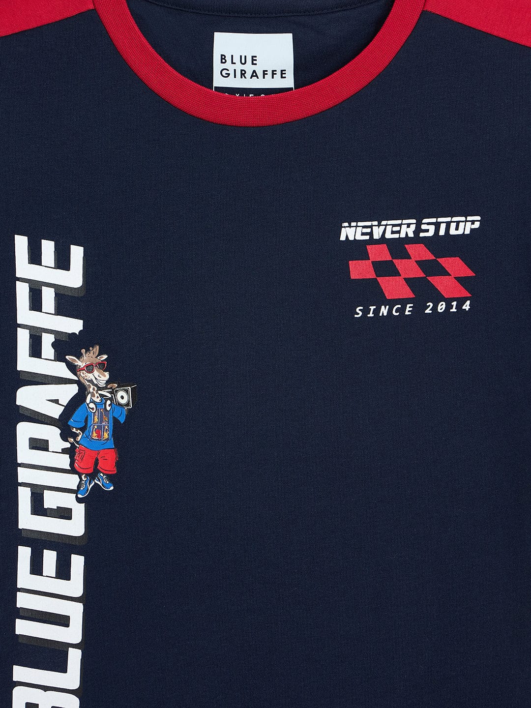 Blue Giraffe Boys Blue Solid Crew Neck TShirt