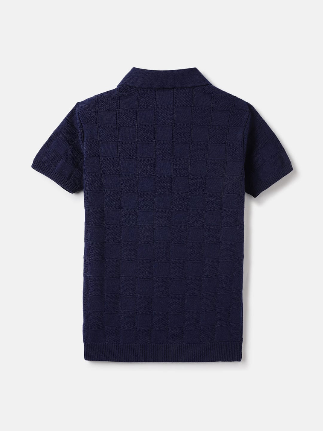 Blue Giraffe Kids Blue Textured Polo Tshirt