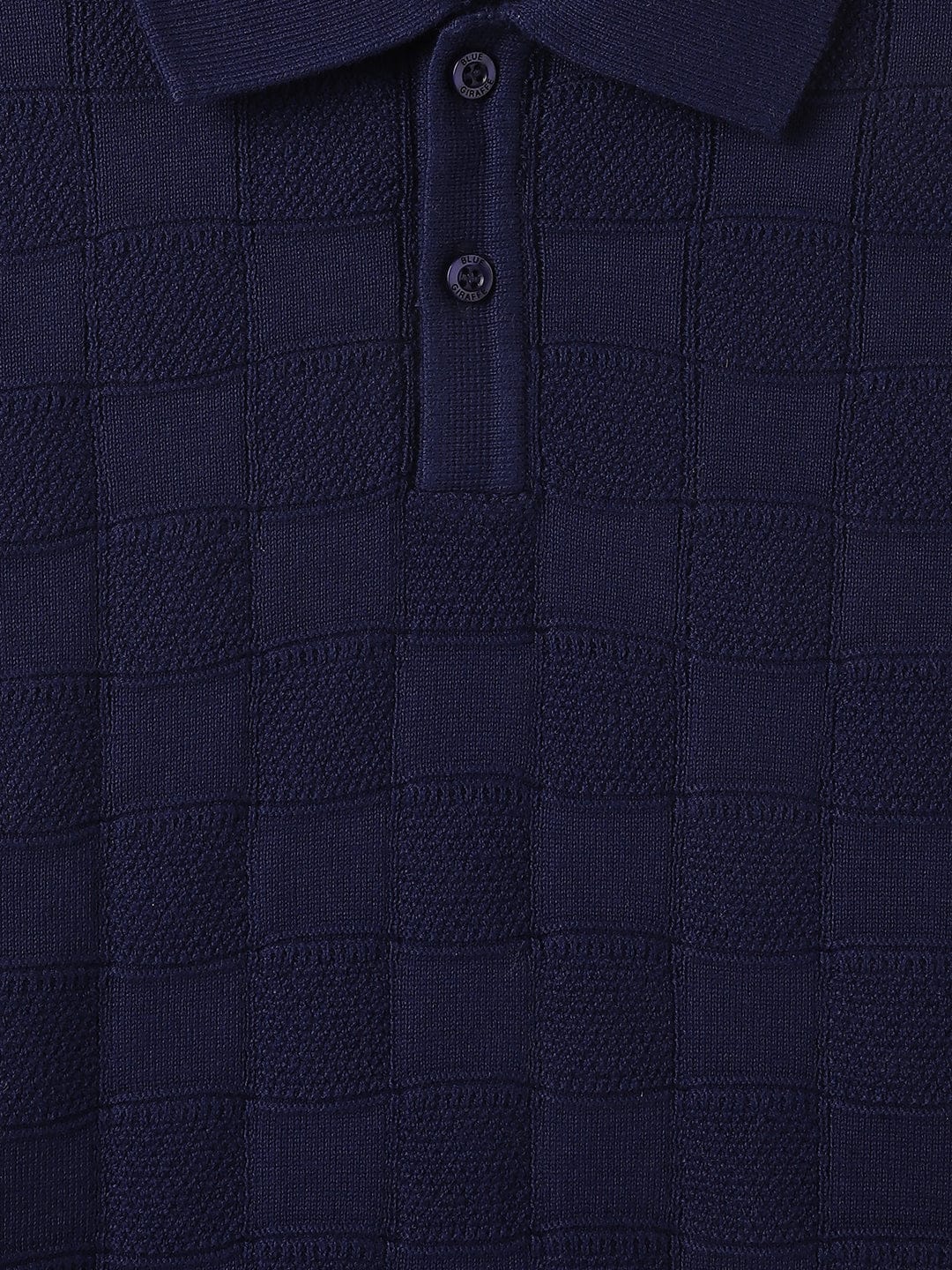 Blue Giraffe Kids Blue Textured Polo Tshirt