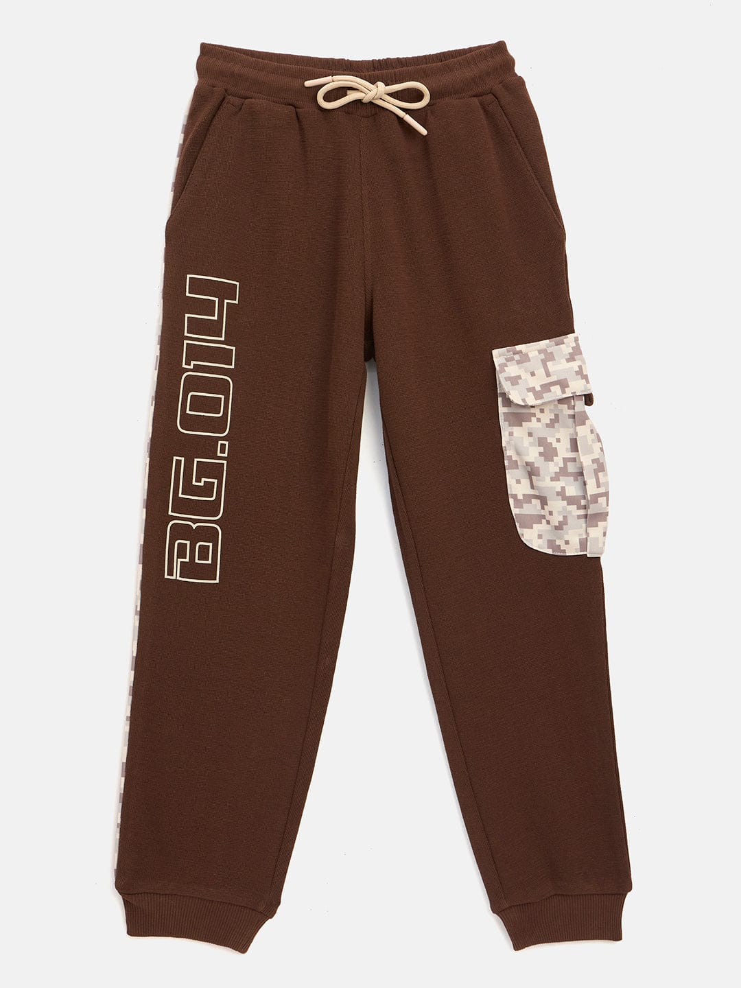 Blue Giraffe Boys Brown Regular Fit Solid Jogger