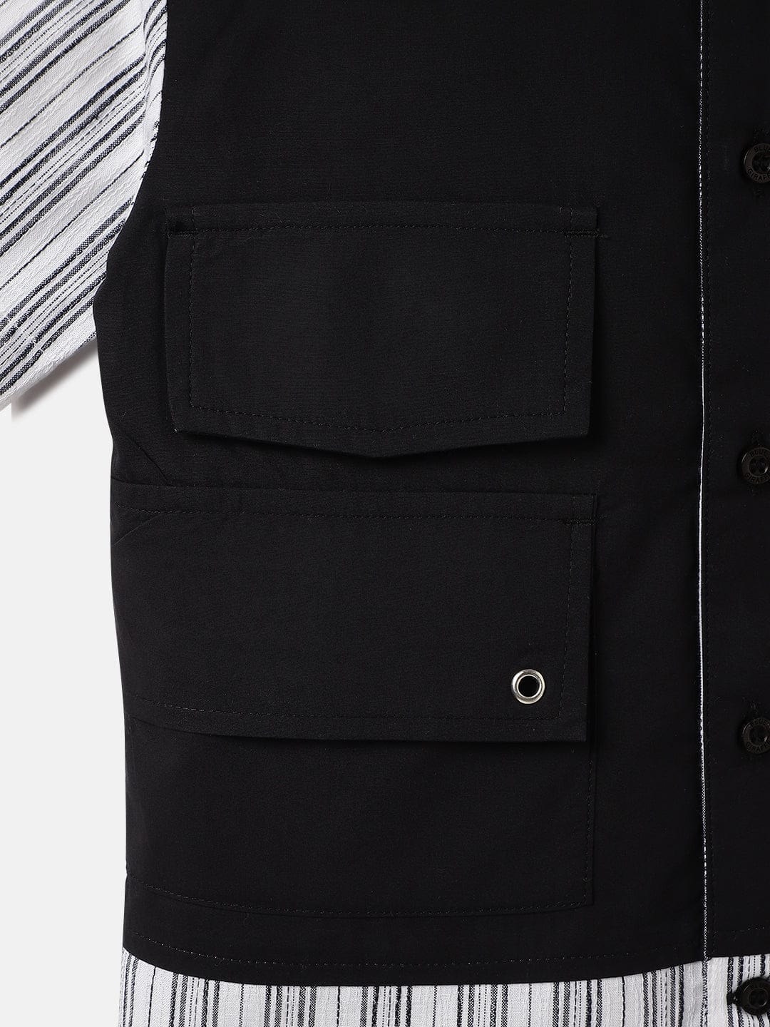 Blue Giraffe Boys Black Printed Collar Shirt