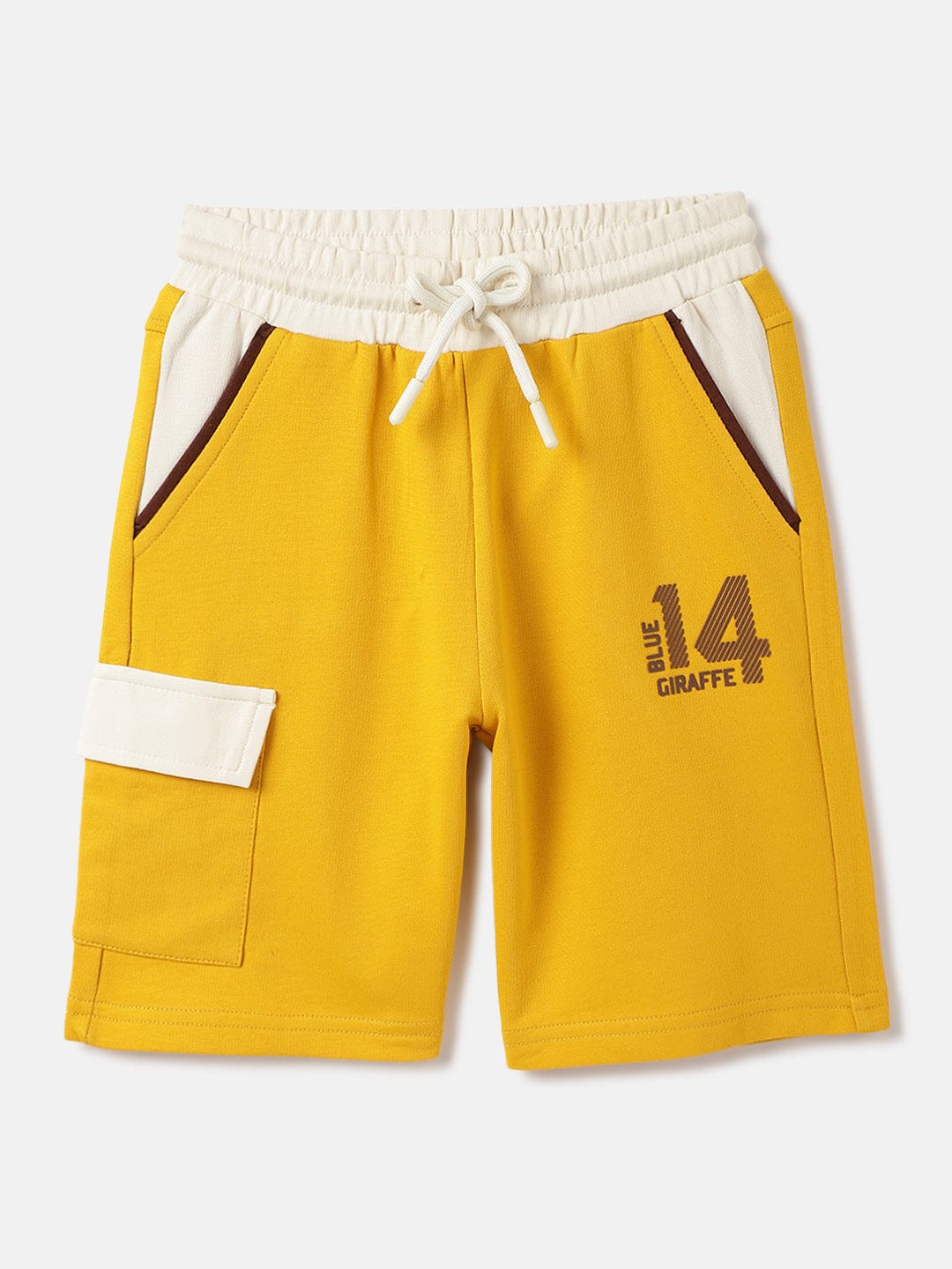 Blue Giraffe Boys Yellow Regular Fit Solid Shorts