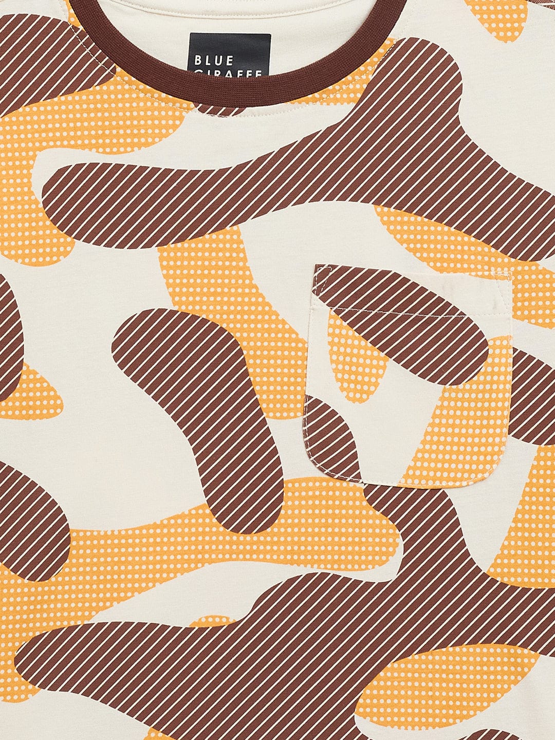 Blue Giraffe Boys Multi Printed Crew Neck TShirt