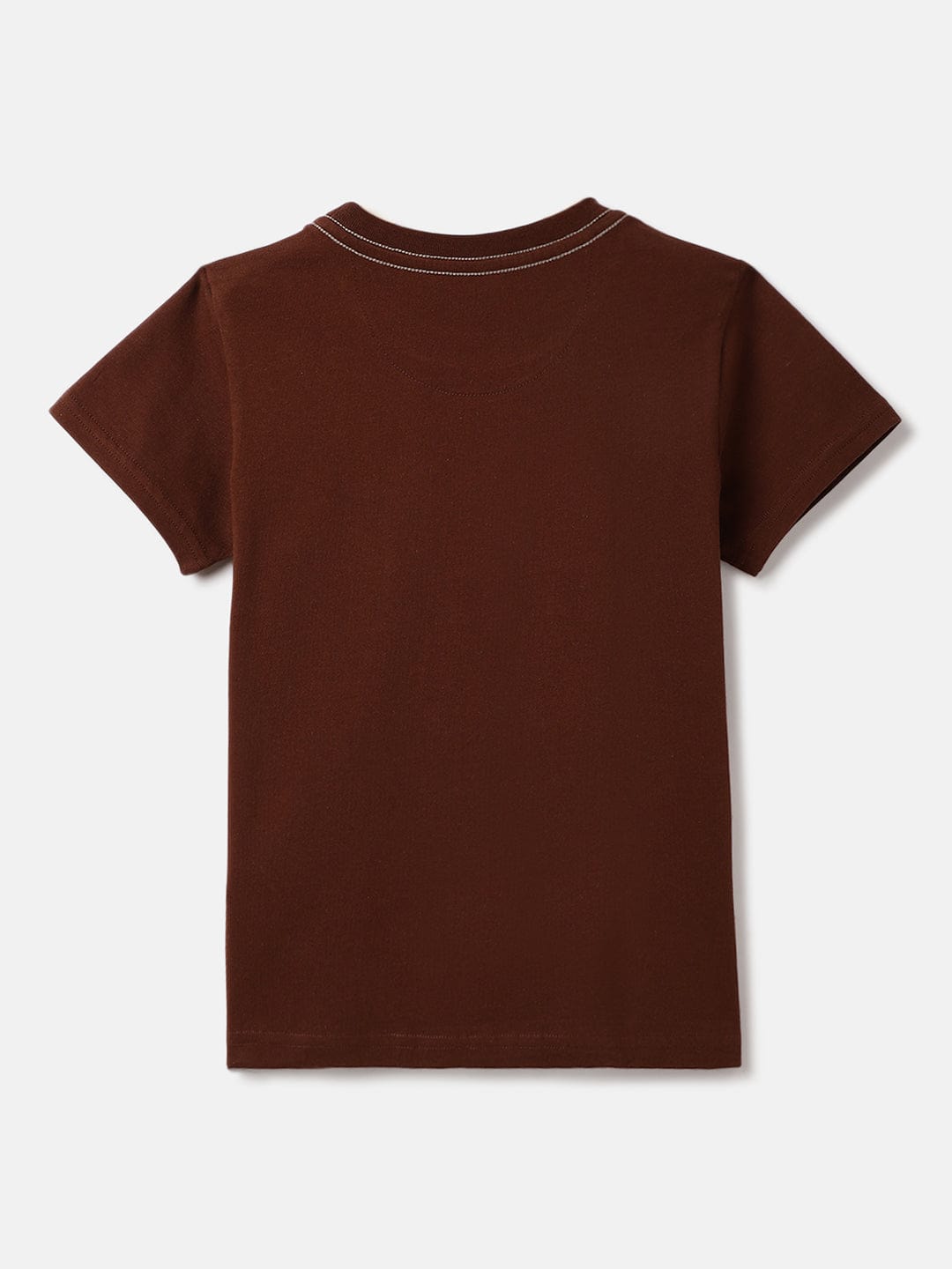 Blue Giraffe Boys Brown Solid Crew Neck Tshirt