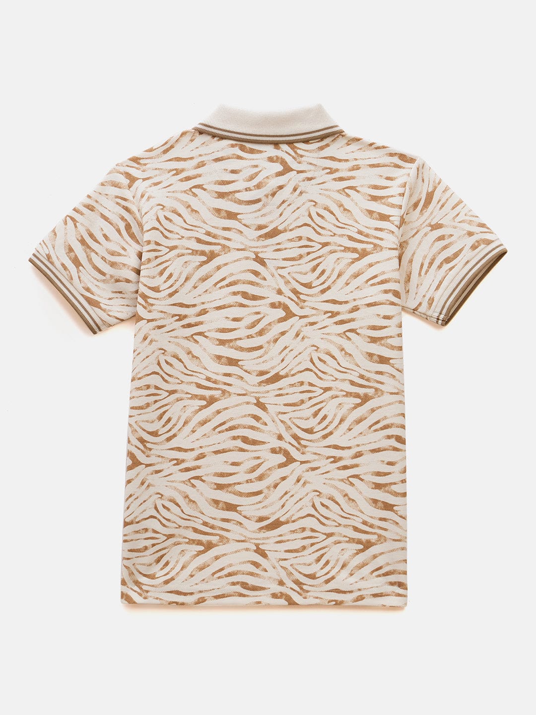 Blue Giraffe Boys Cream Printed Polo Tshirt