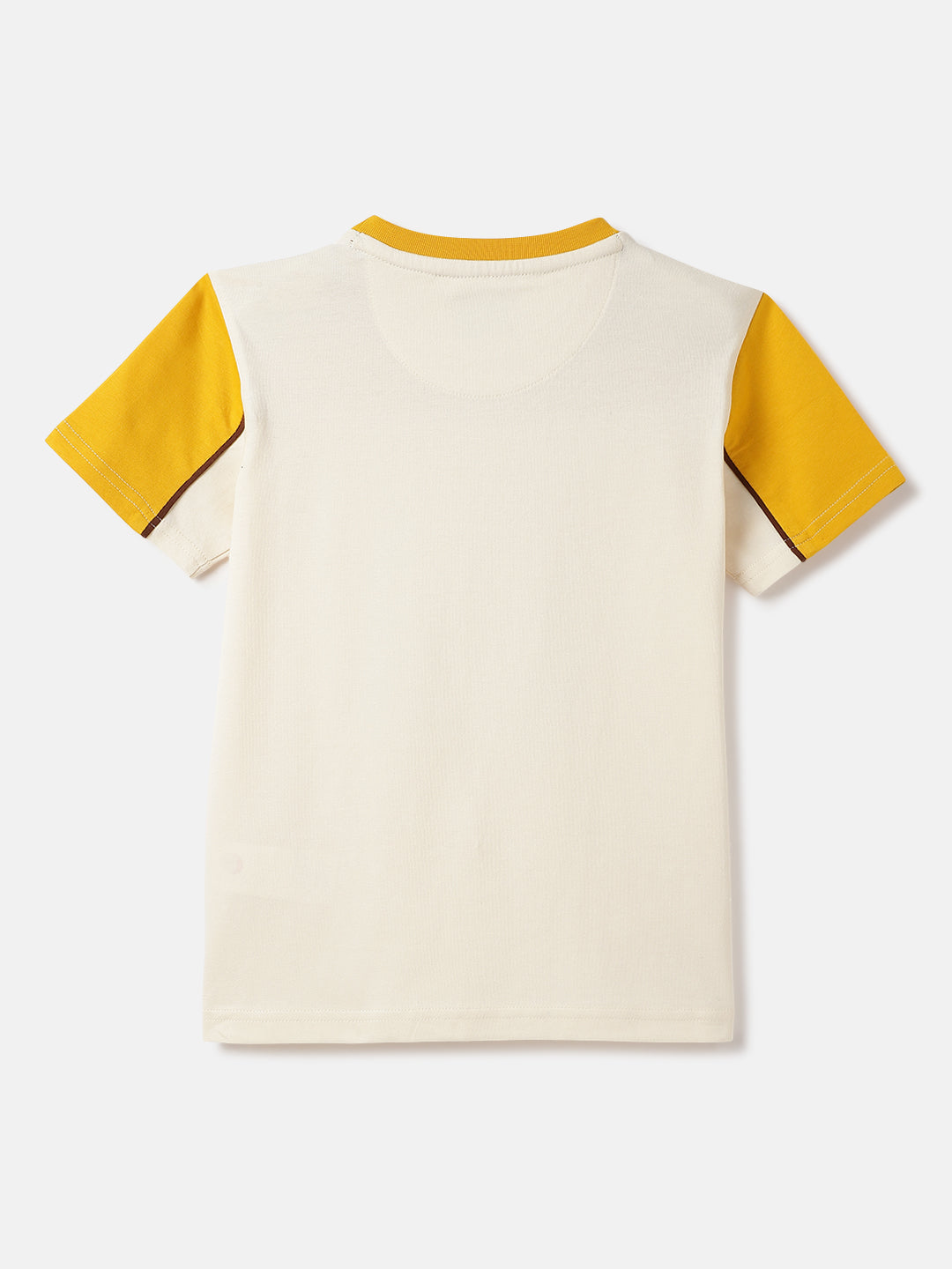 Blue Giraffe Boys Yellow Solid Crew Neck Tshirt