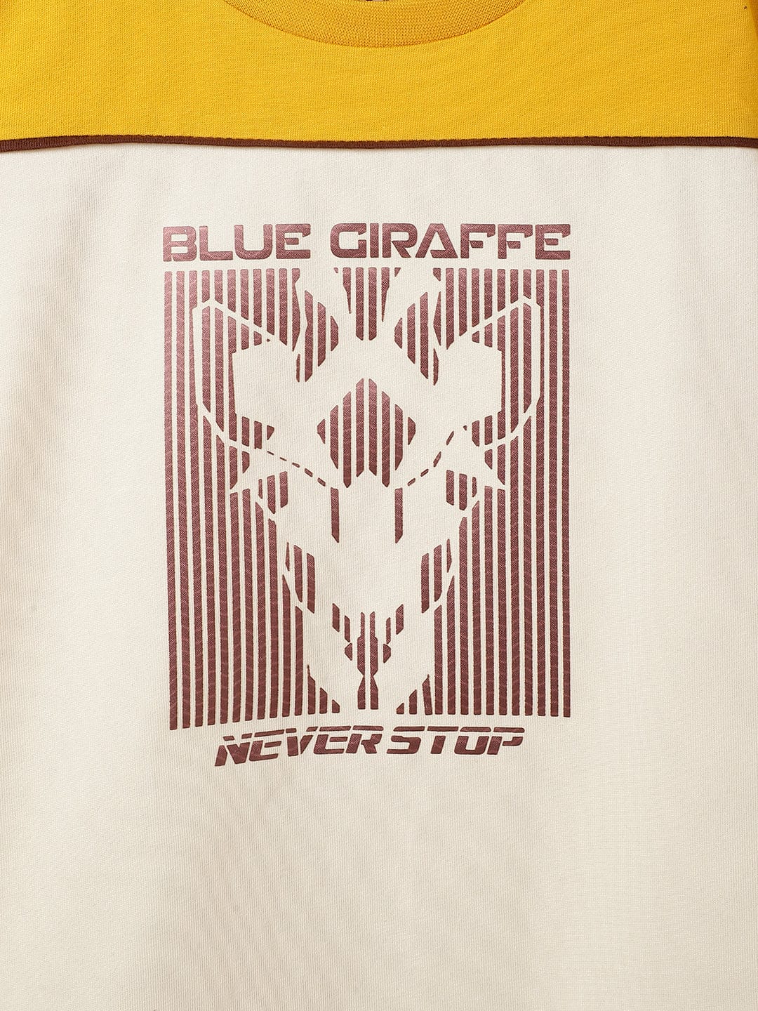 Blue Giraffe Boys Yellow Solid Crew Neck Tshirt