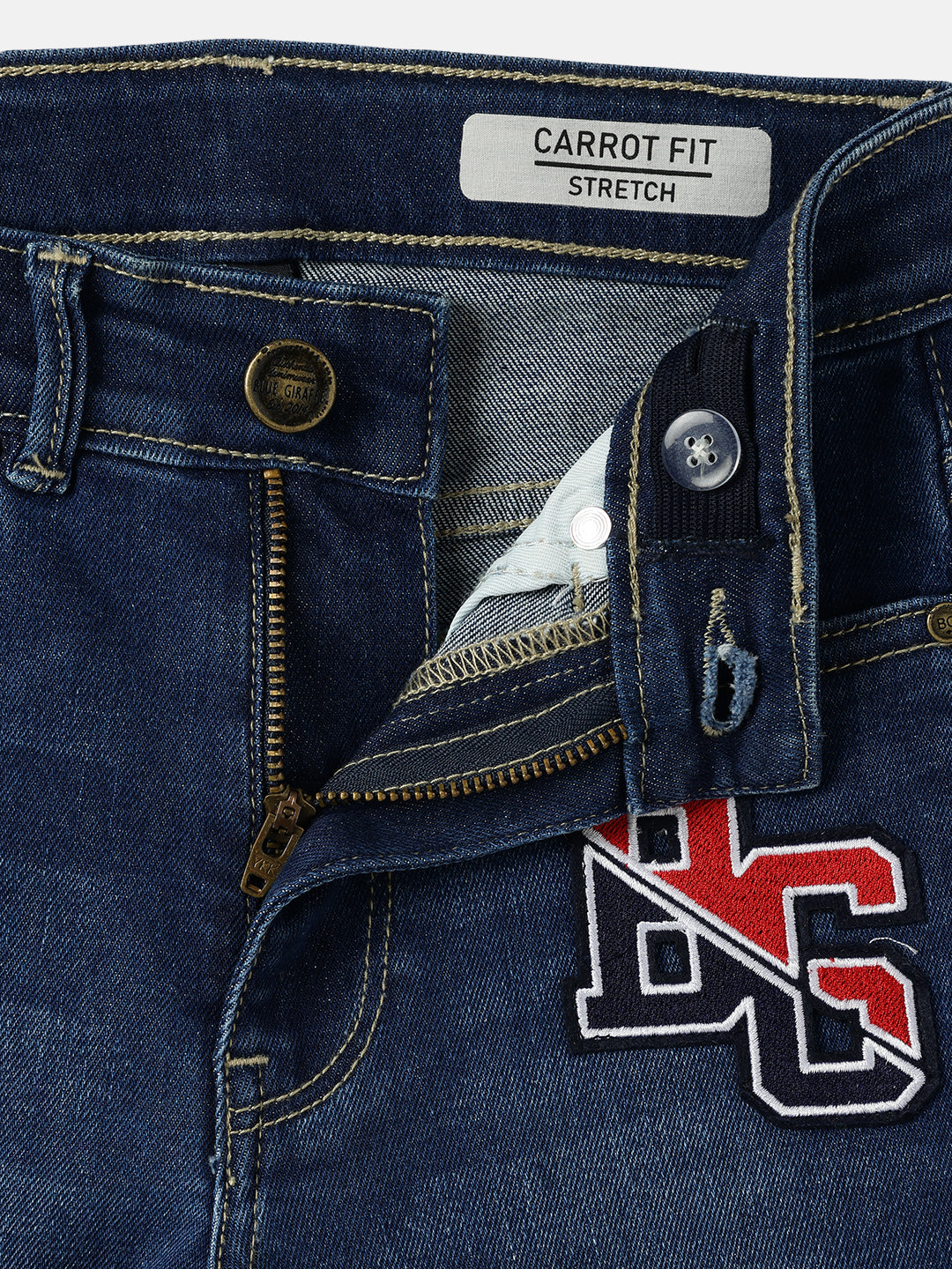 Blue Giraffe Boys Blue Carrot Fit Solid Jeans