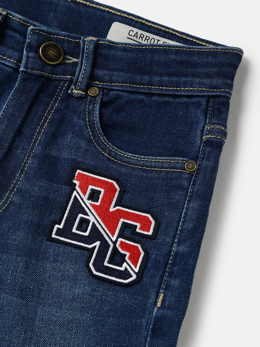 Blue Giraffe Boys Blue Carrot Fit Solid Jeans