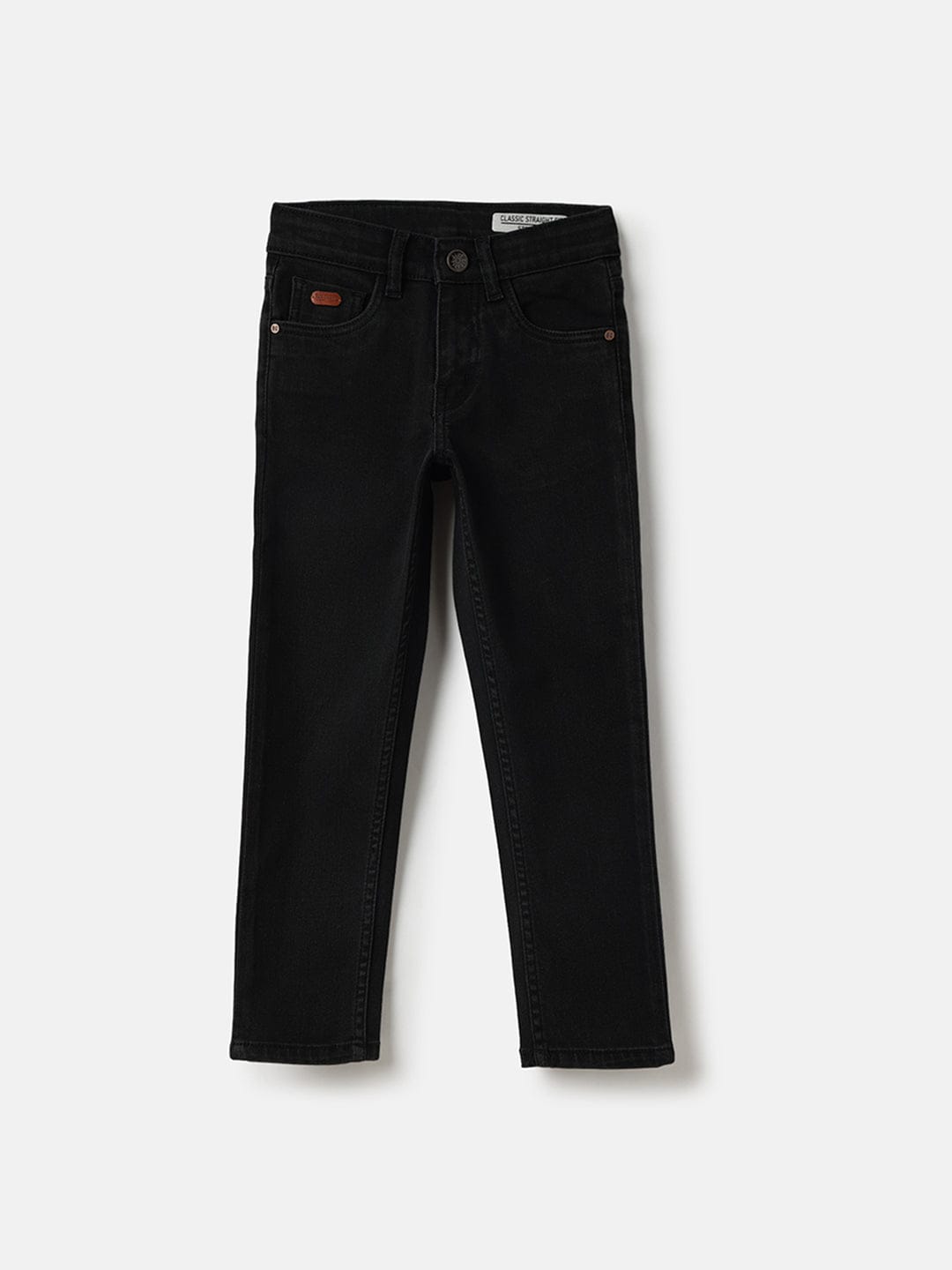 Blue Giraffe Boys Black Straight Fit Solid Jeans