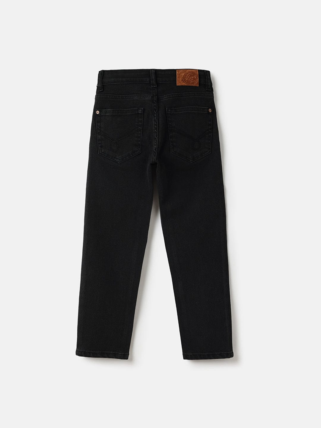 Blue Giraffe Boys Black Straight Fit Solid Jeans