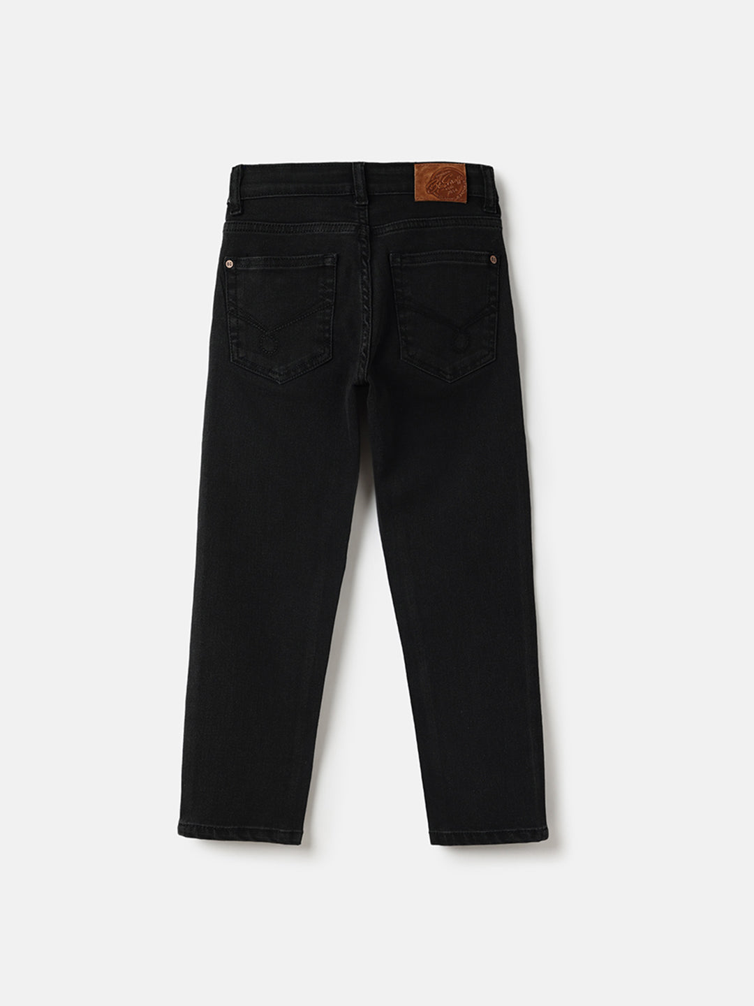 Blue Giraffe Boys Black Straight Fit Solid Jeans