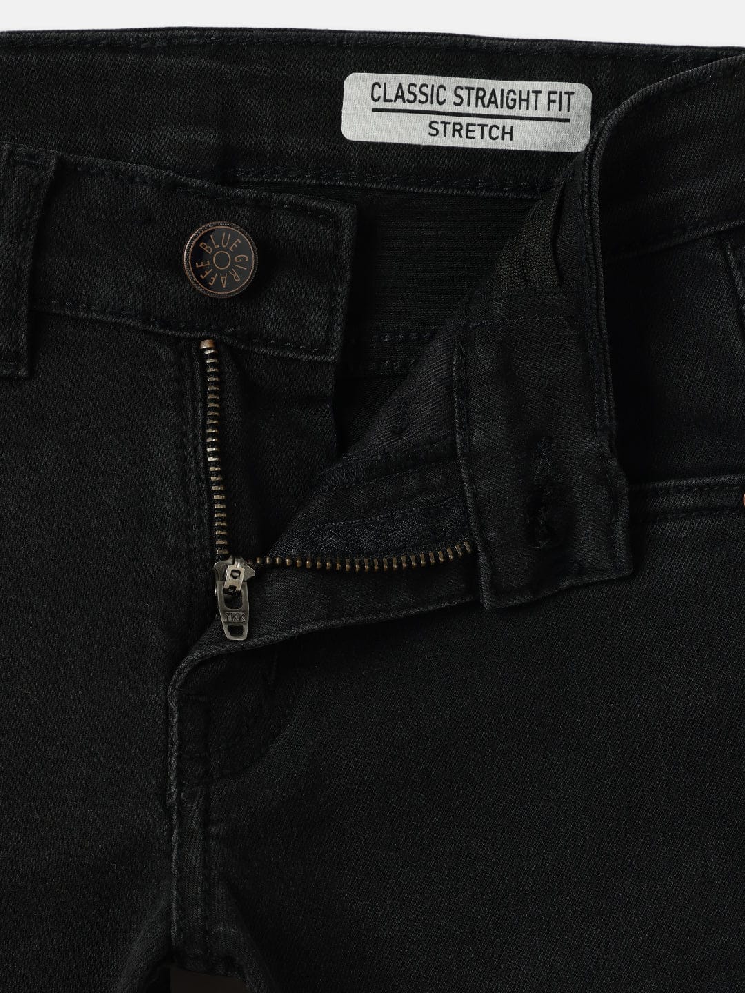 Blue Giraffe Boys Black Straight Fit Solid Jeans