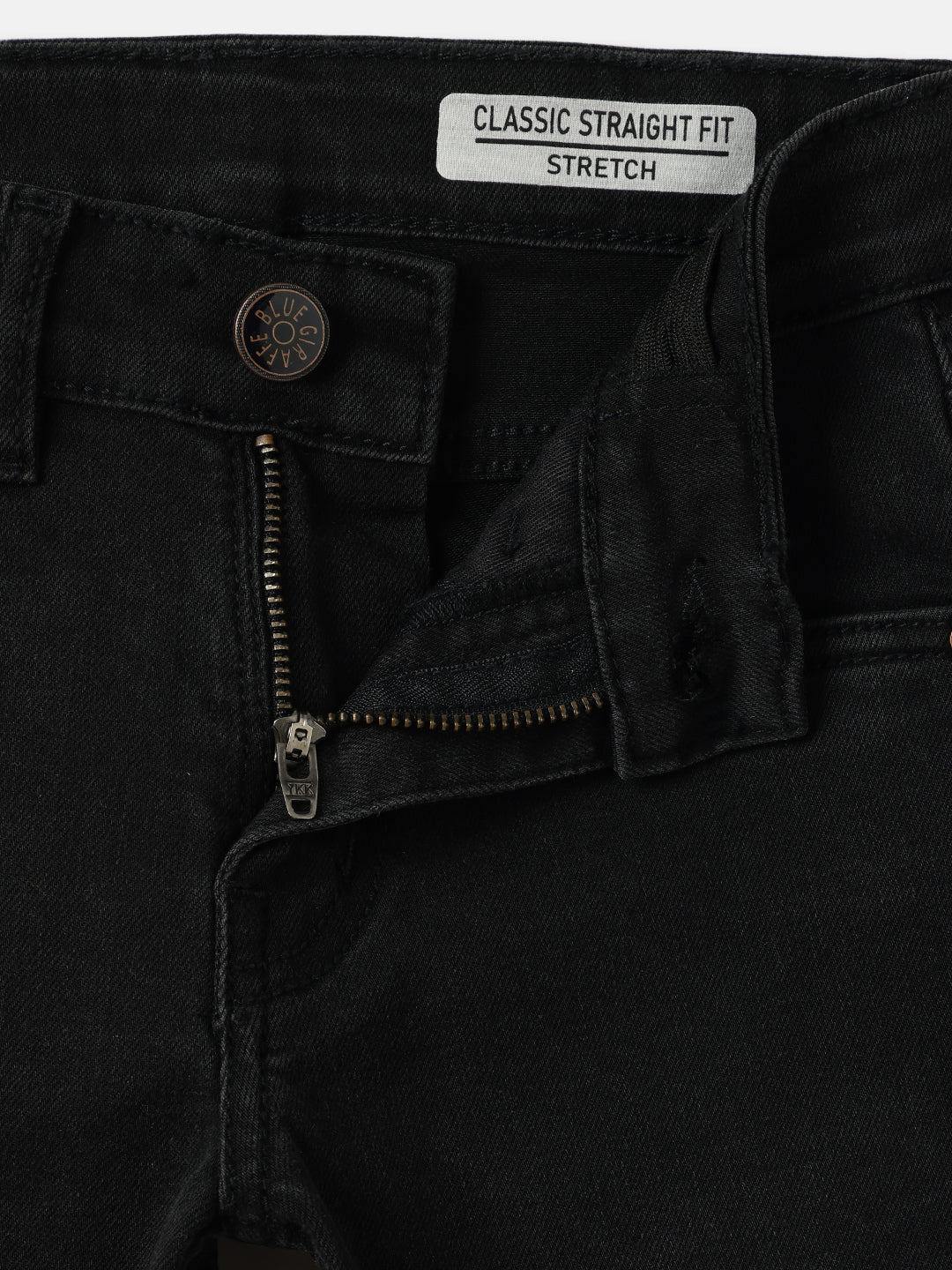 Blue Giraffe Boys Black Straight Fit Solid Jeans