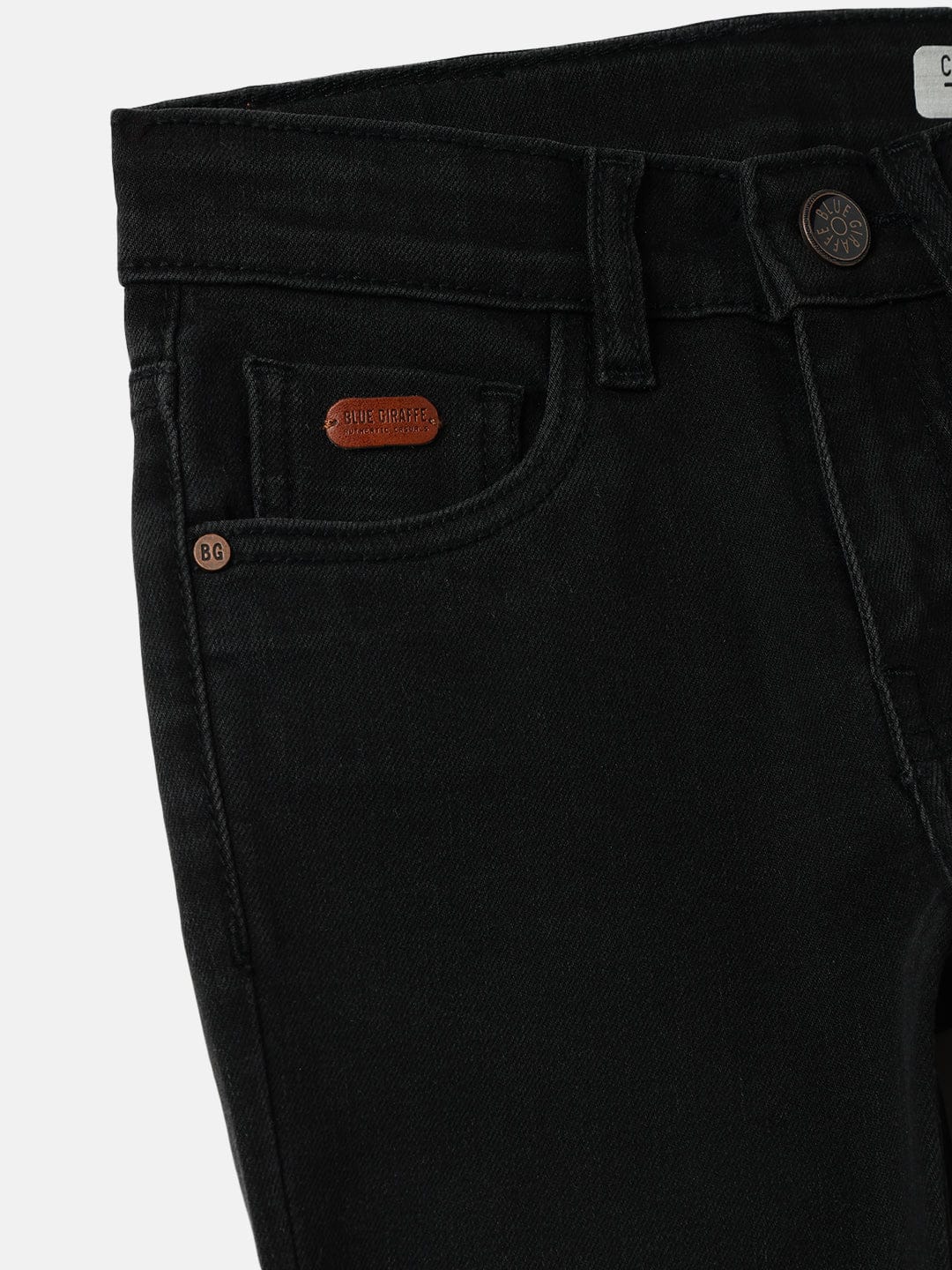 Blue Giraffe Boys Black Straight Fit Solid Jeans