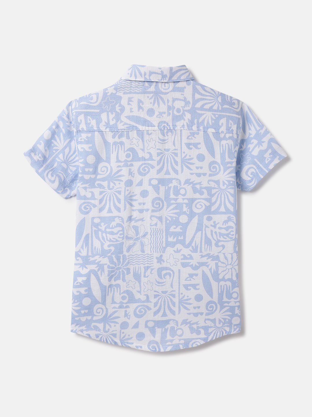 Blue Giraffe Kids Blue Printed Shirt Collar Shirt