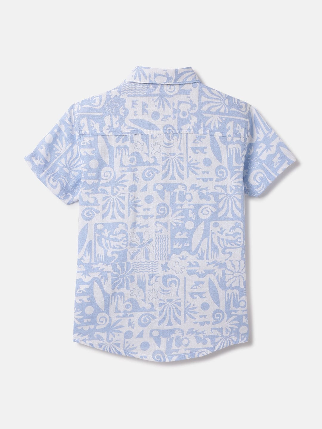 Blue Giraffe Kids Blue Printed Shirt Collar Shirt