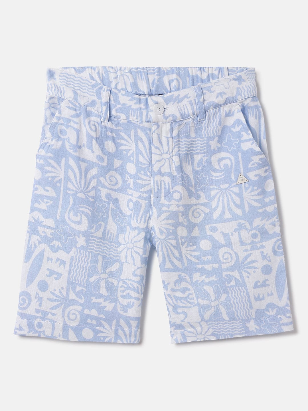 Blue Giraffe Kids Blue Regular Fit Printed Shorts