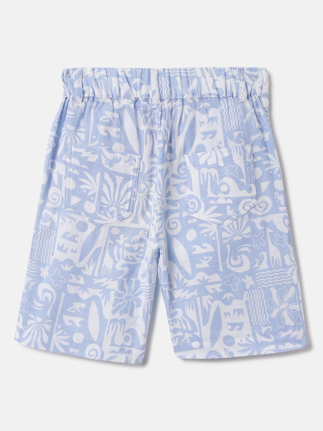 Blue Giraffe Kids Blue Regular Fit Printed Shorts