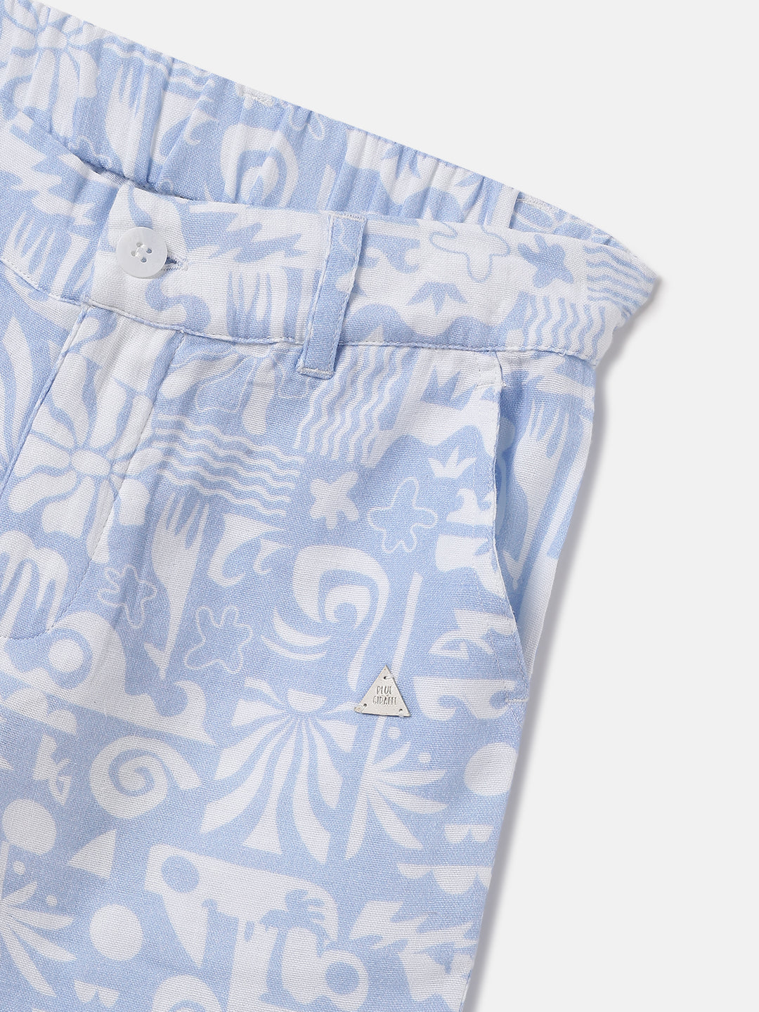 Blue Giraffe Kids Blue Regular Fit Printed Shorts