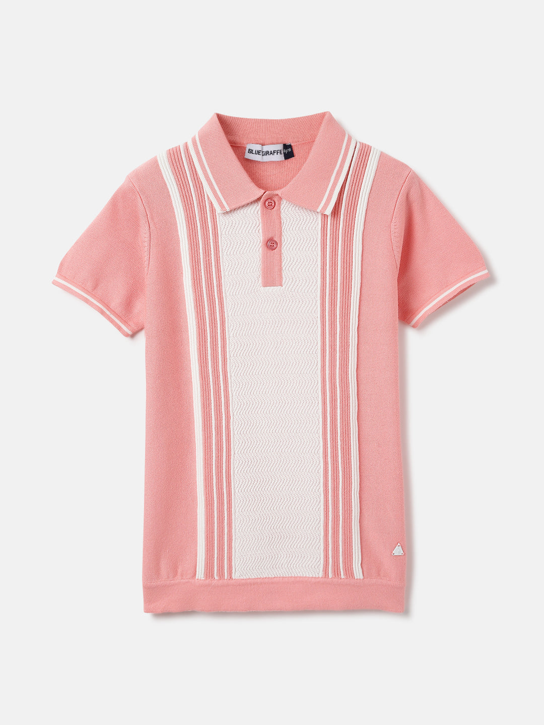 Blue Giraffe Kids Pink Textured Polo Tshirt