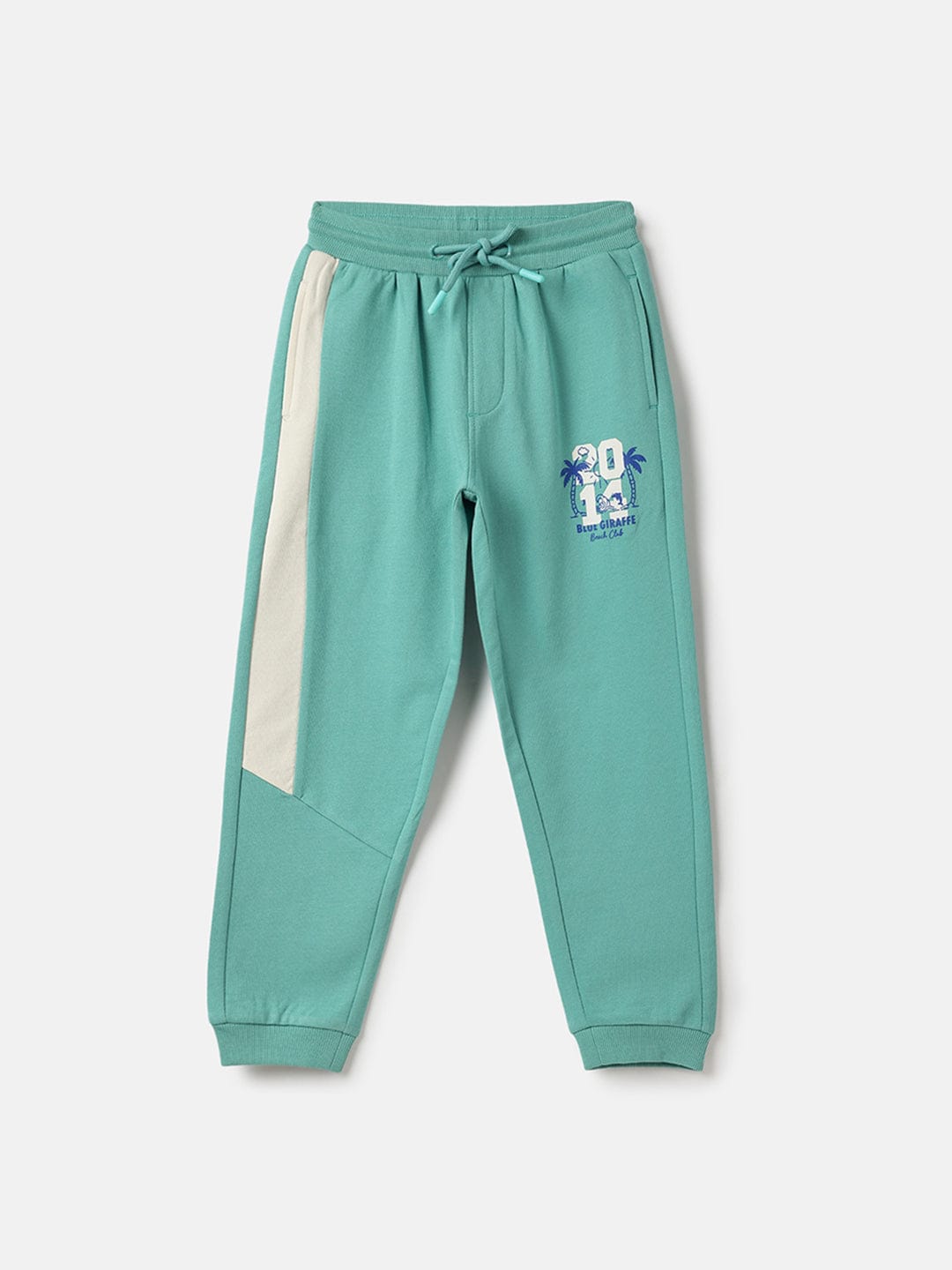 Blue Giraffe Boys Green Regular Fit Solid Jogger