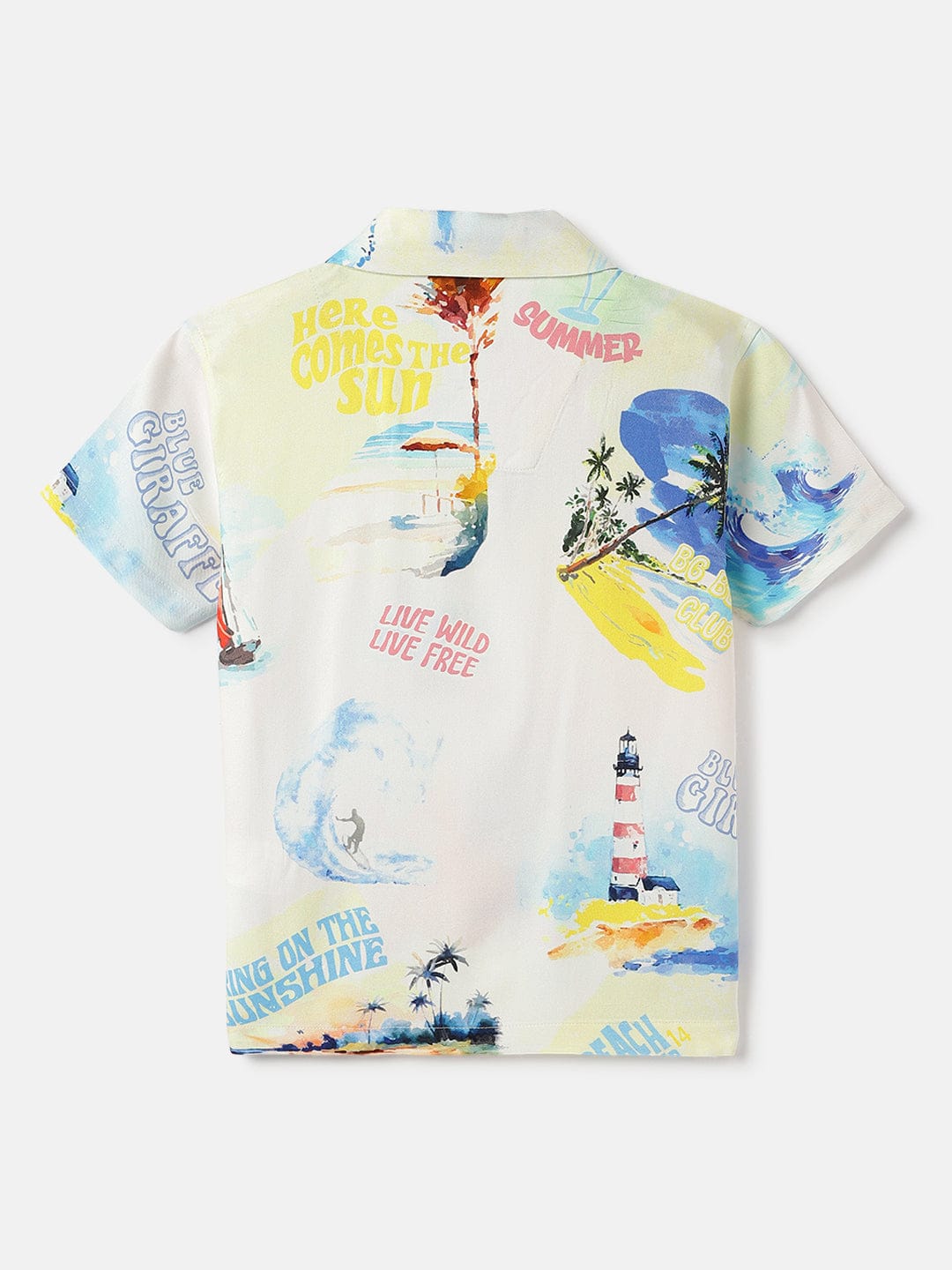 Blue Giraffe Kids Multi Printed Resort Collar Shirt