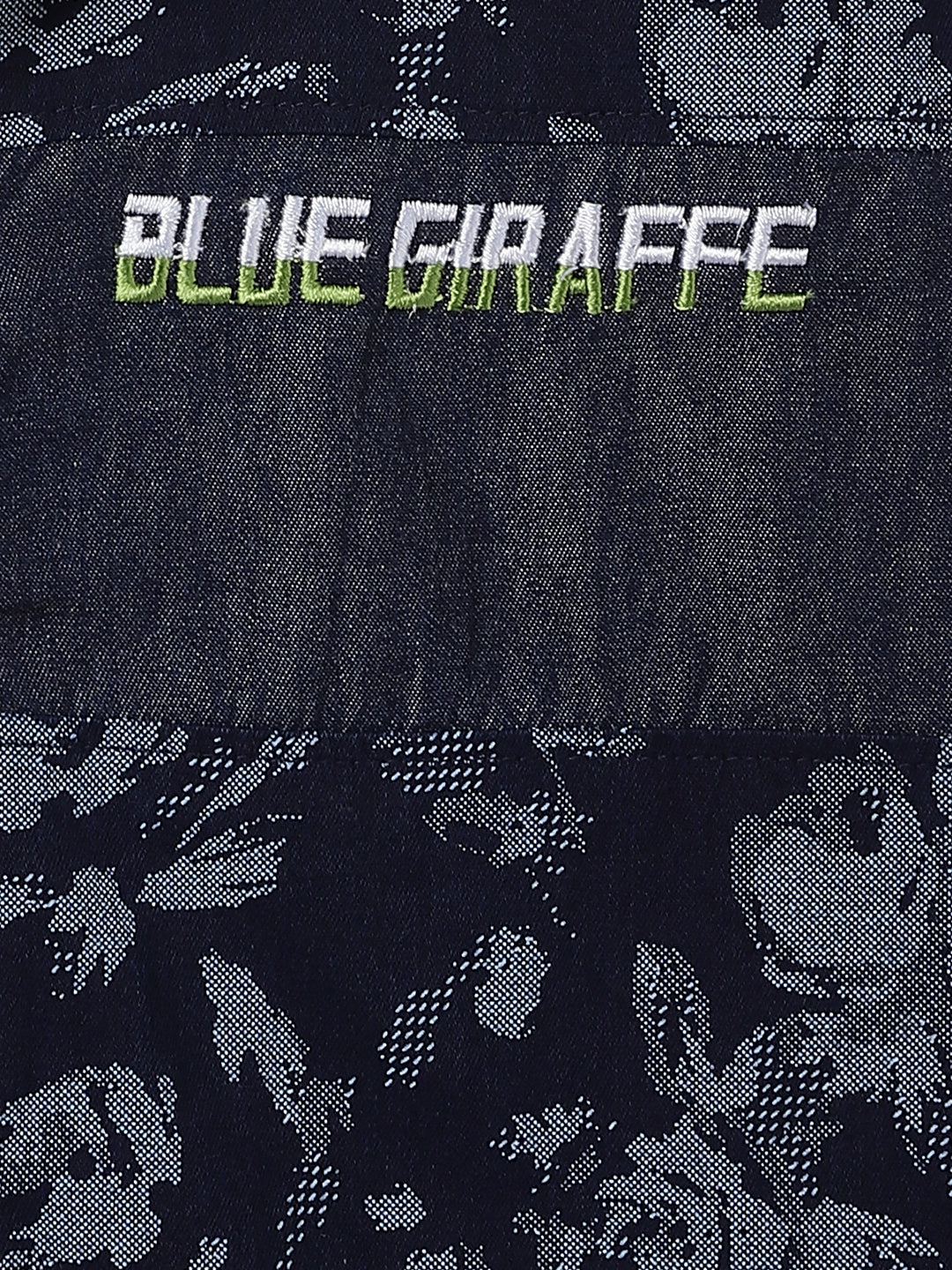 Blue Giraffe Kids Blue Printed Resort Collar Shirt