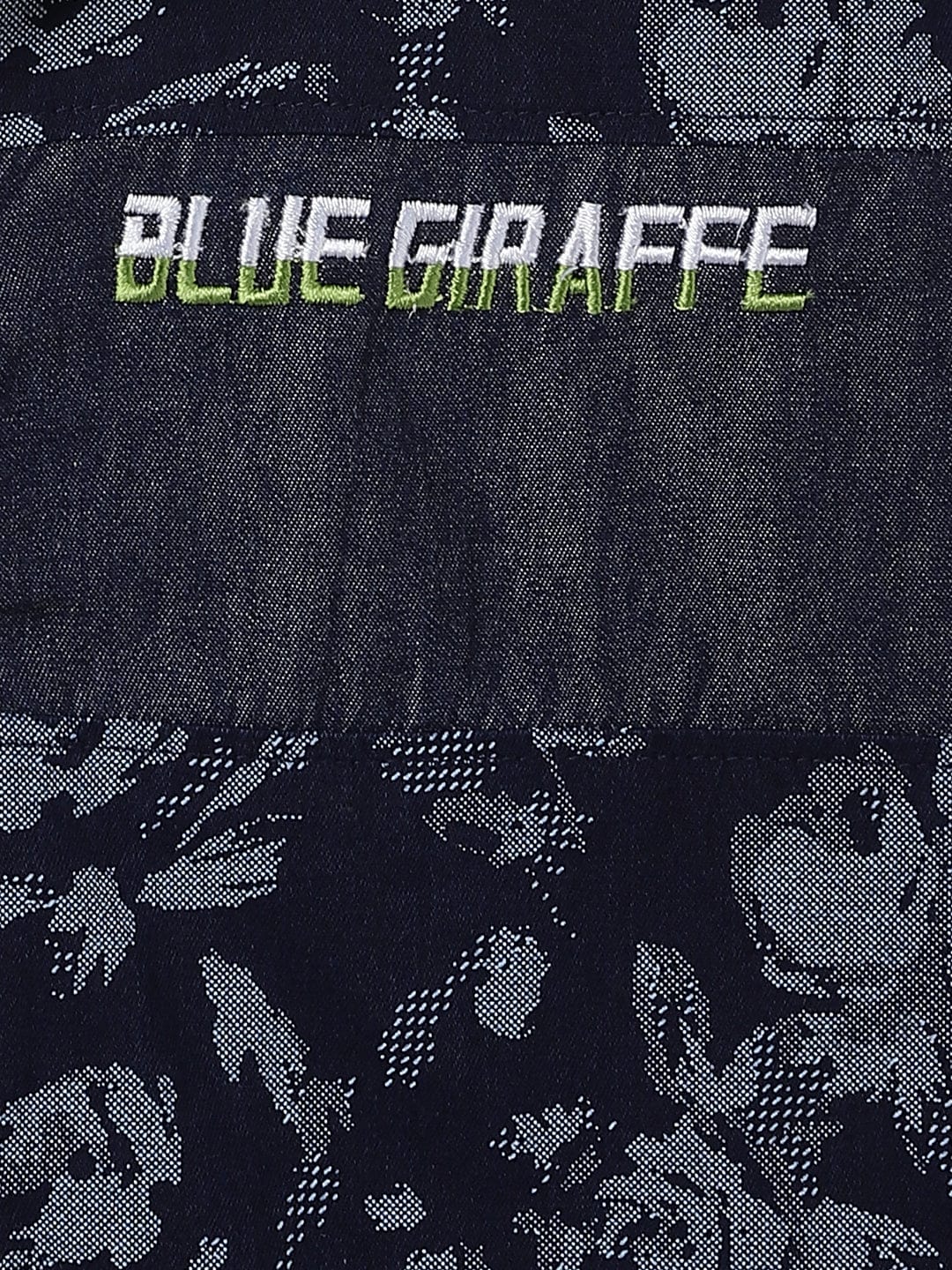 Blue Giraffe Kids Blue Printed Resort Collar Shirt